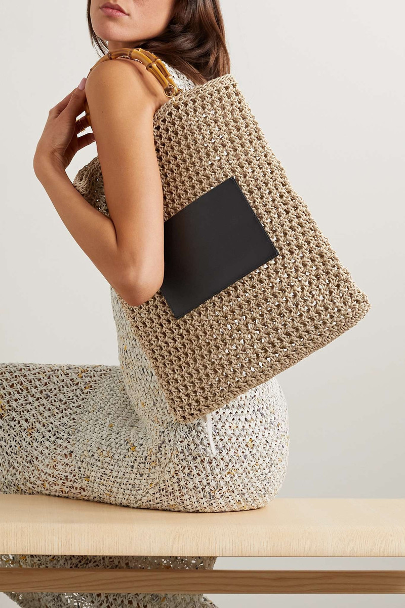 Jil Sander Leather-trimmed crocheted rope tote outlook