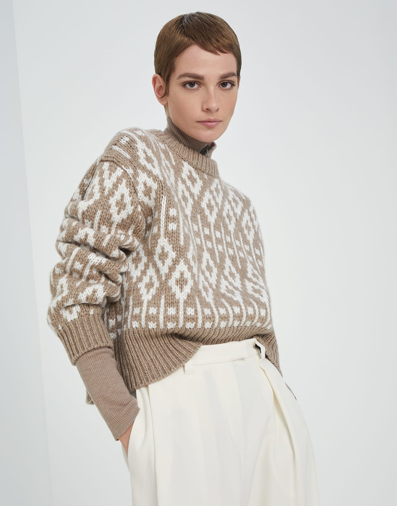 Dazzling Vintage Jacquard sweater in cashmere feather yarn 4