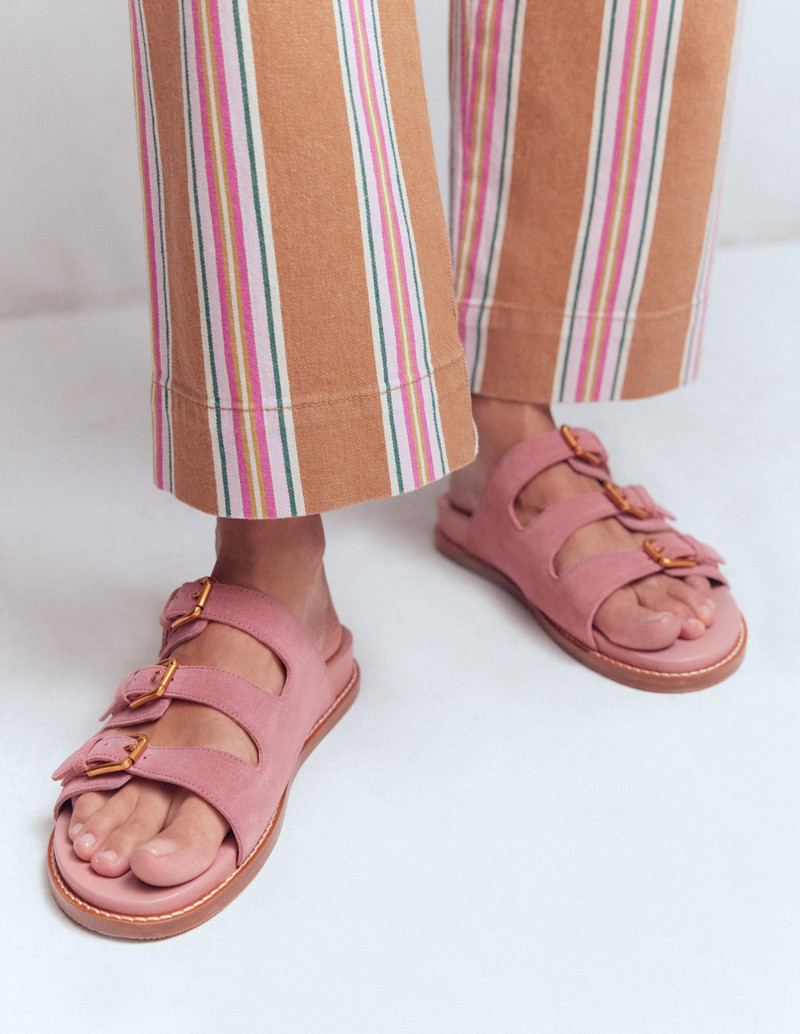 BODEN Triple Strap Footbed Sandal-Dusty Pink outlook