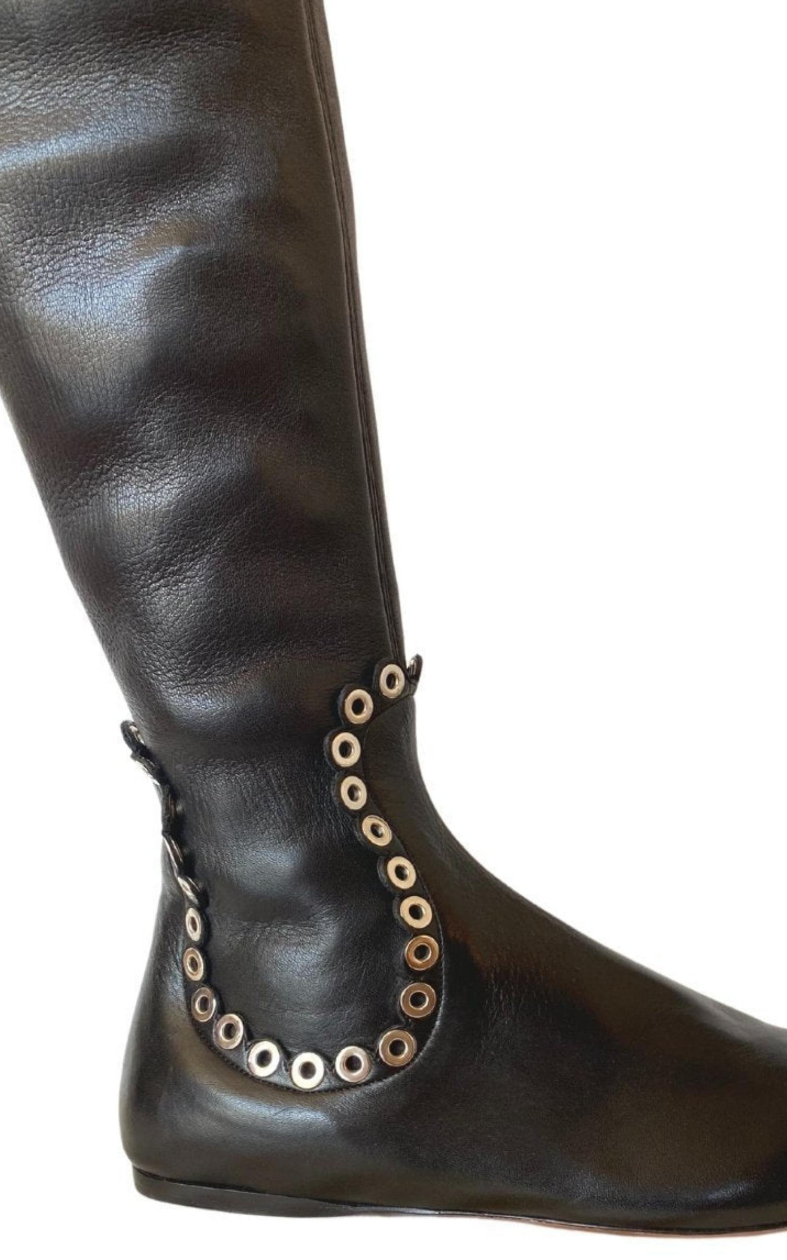 Over Knee Studded Flat Boots - 5