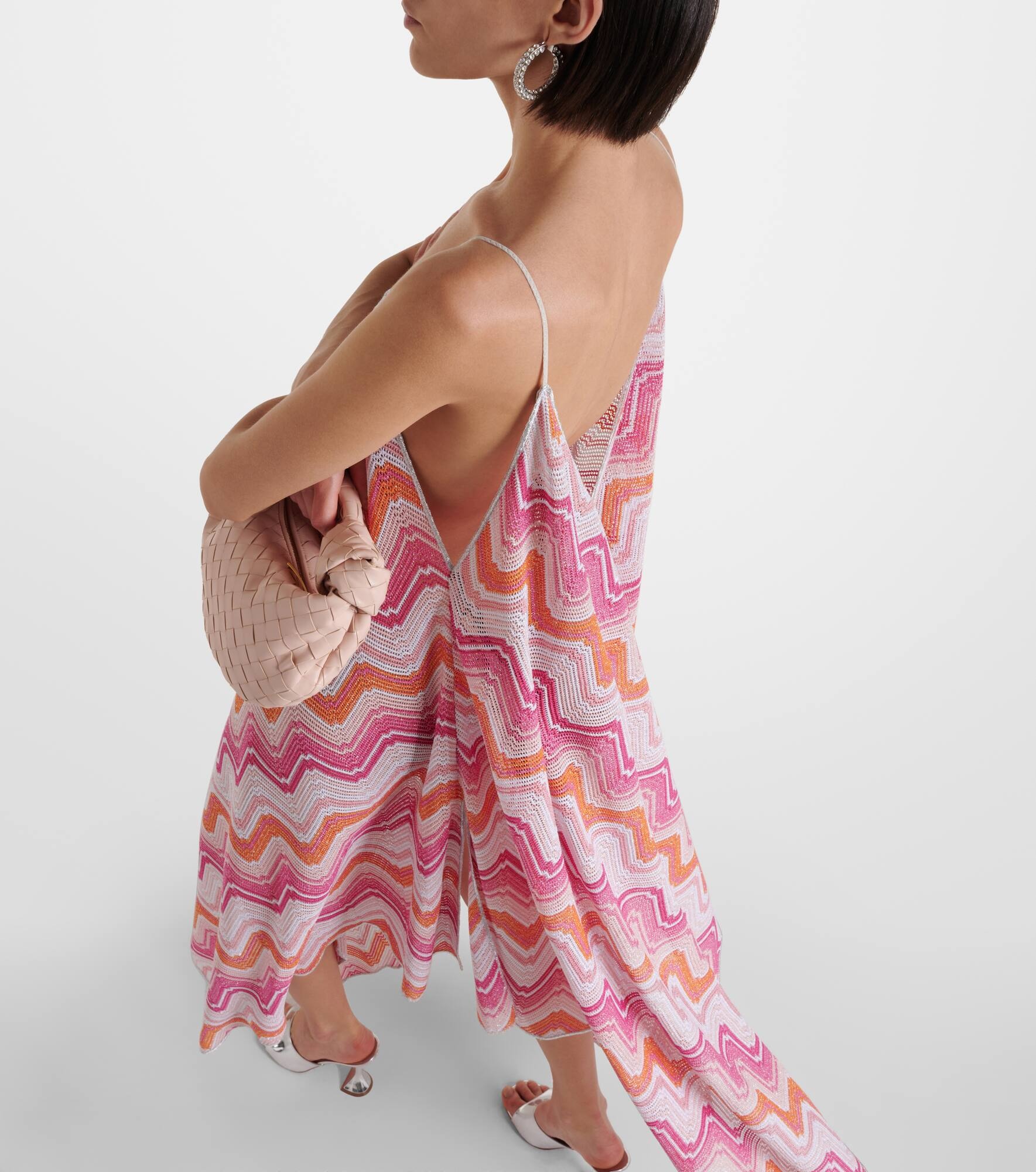 Asymmetric lamé maxi dress - 5