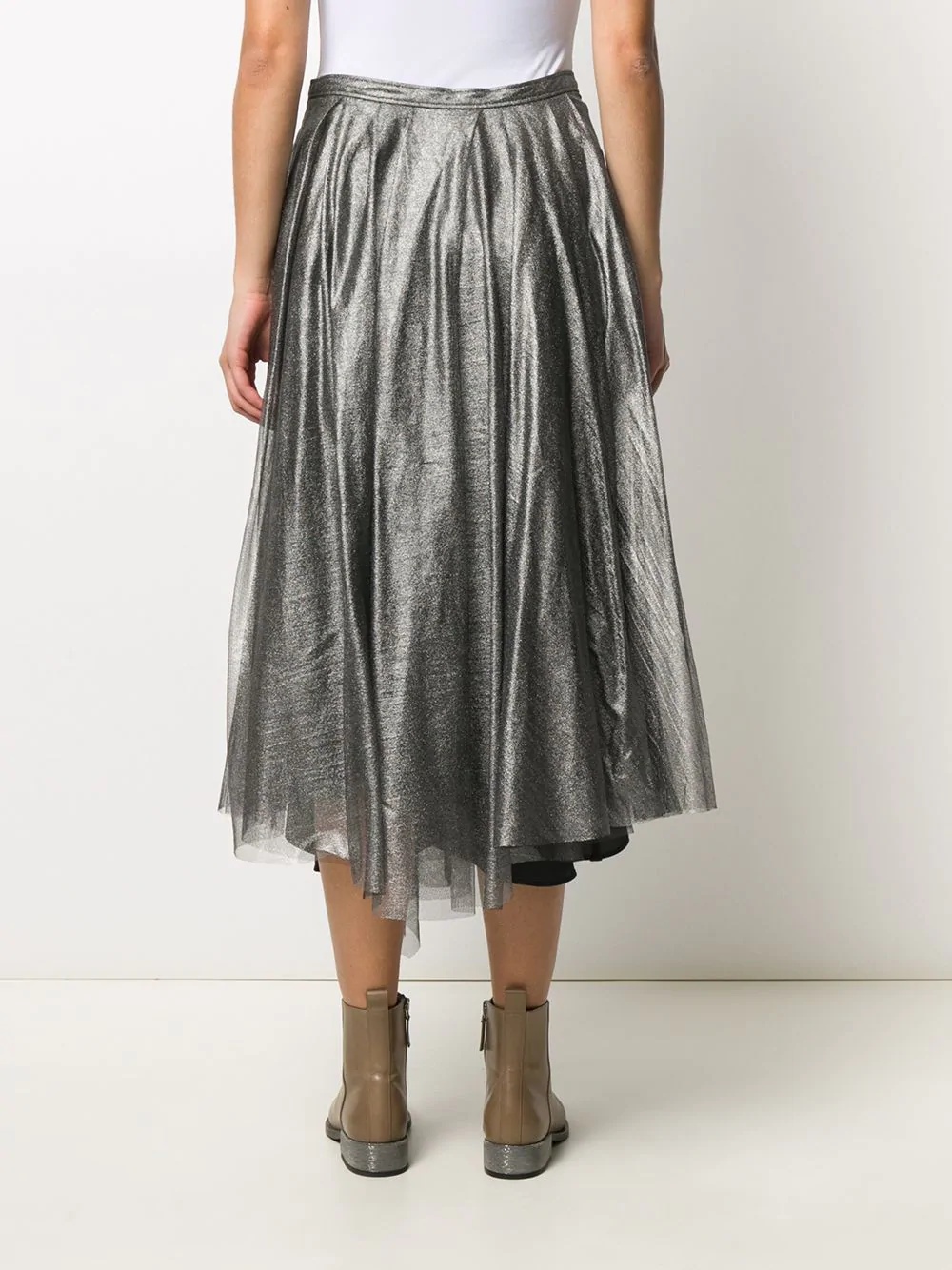 metallic asymmetric-hem skirt - 4