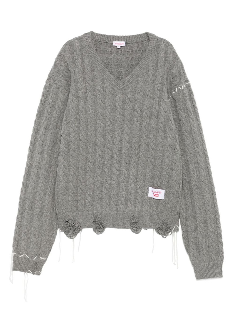 cable-knit V-neck sweater 1