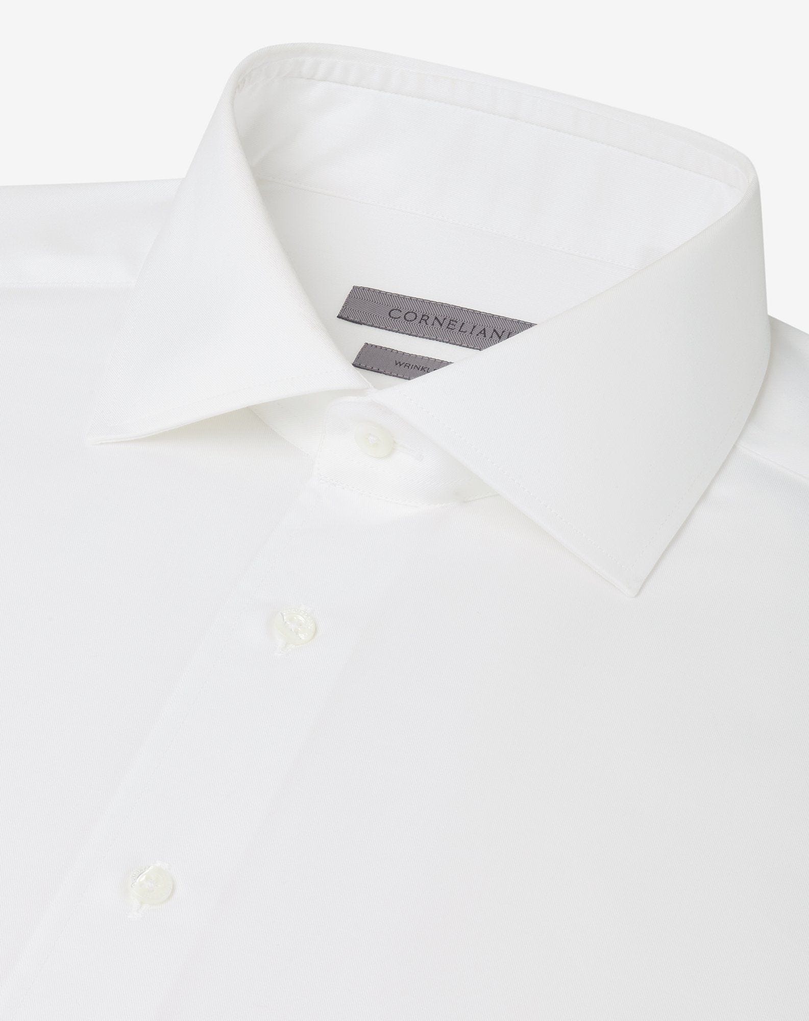 White wrinkle-free cotton shirt with blue and black stripes - 4