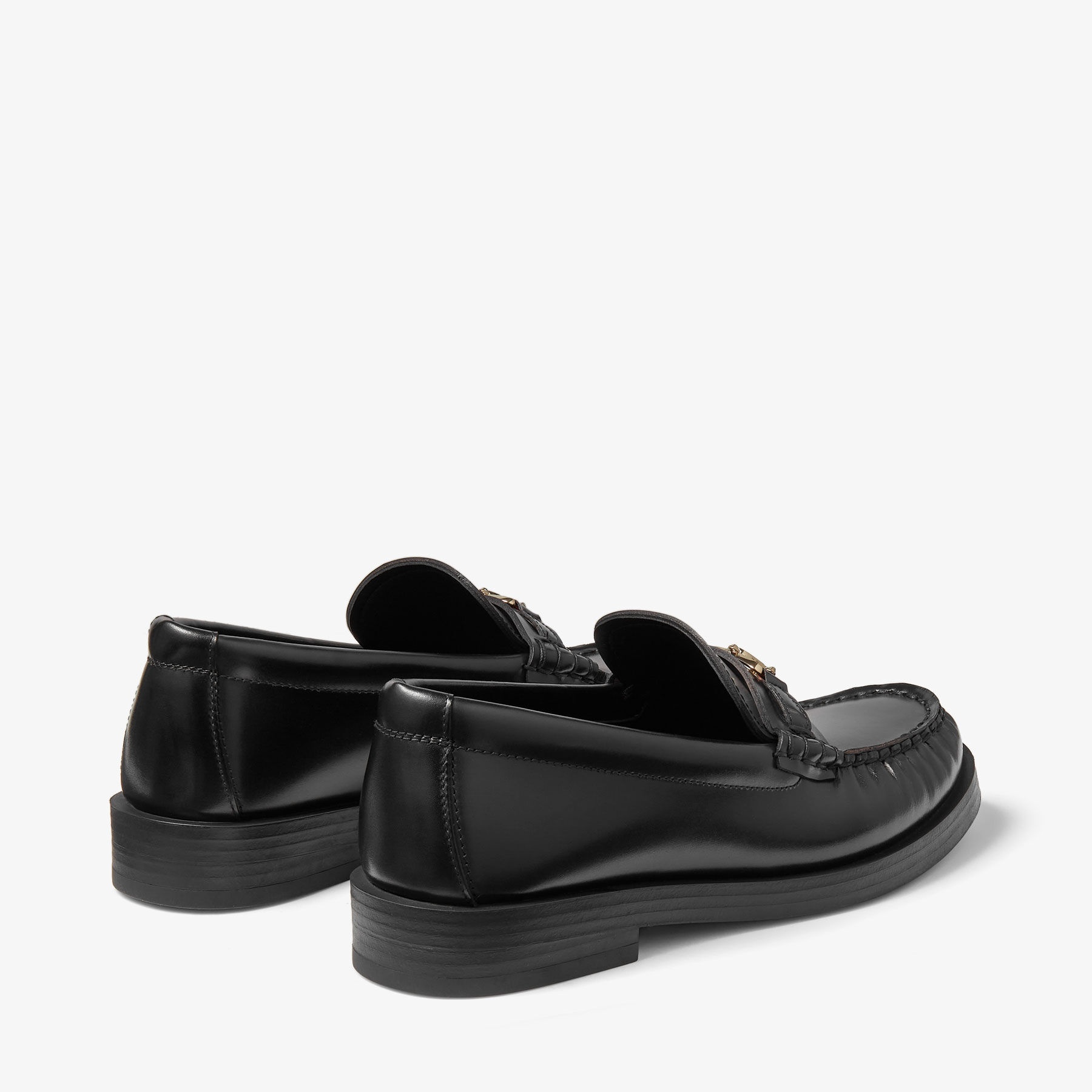 Addie/JC
Black Box Calf Leather Flat Loafers with JC Emblem - 5