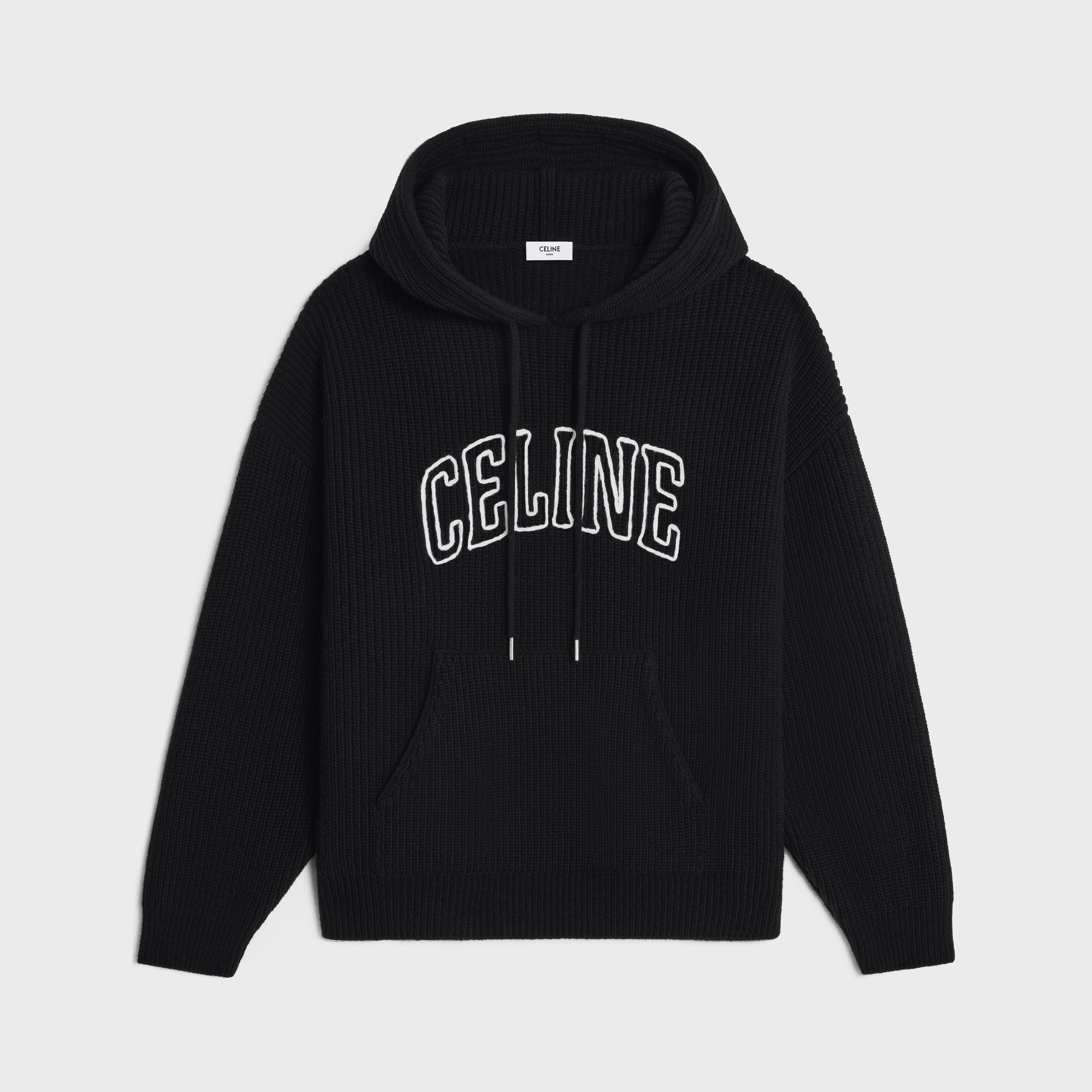 celine hooded sweater in ribbed wool - 1