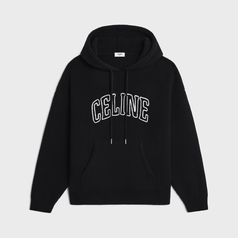 celine hooded sweater in ribbed wool 1