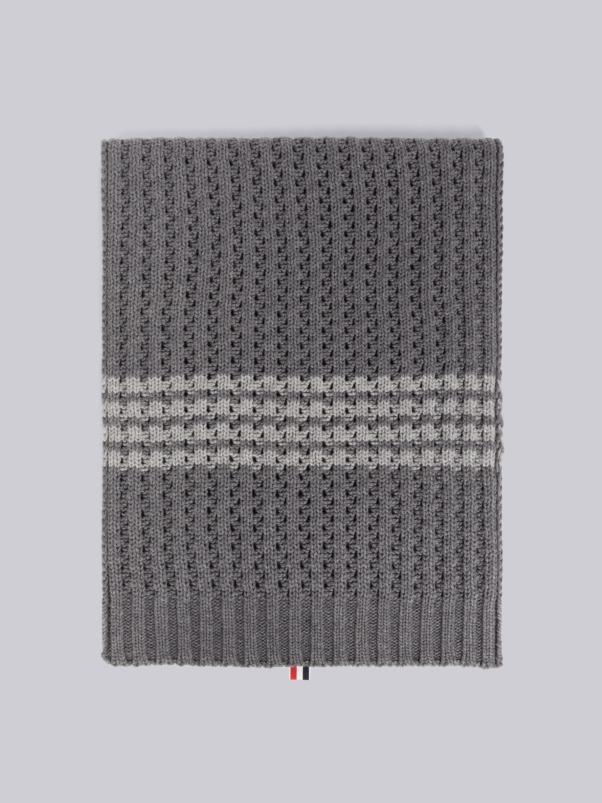 Merino Wool Chunky Pointelle 4-Bar Blanket Scarf - 1