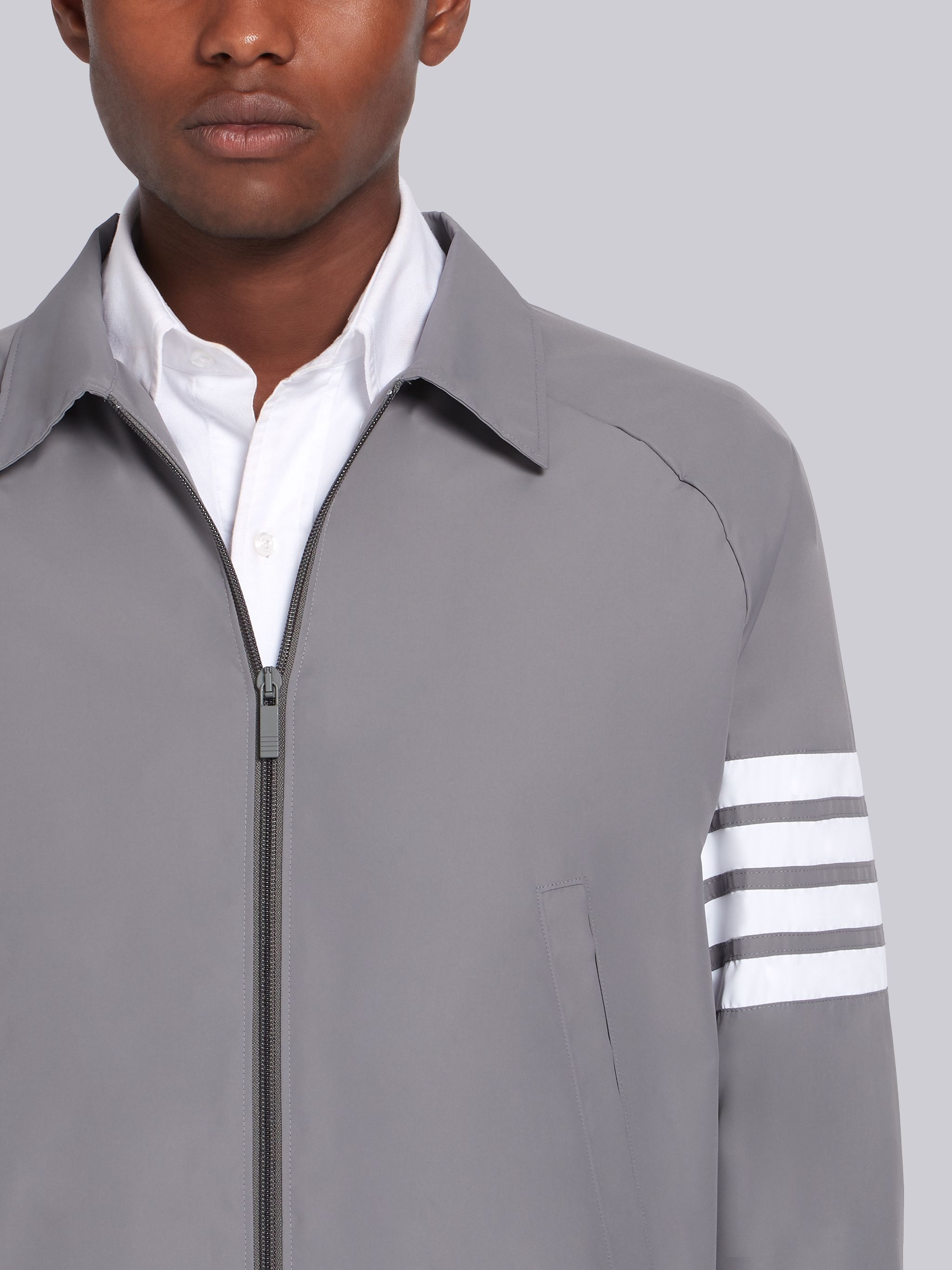 Medium Grey Flyweight Tech 4-Bar Stripe Windbreaker - 5