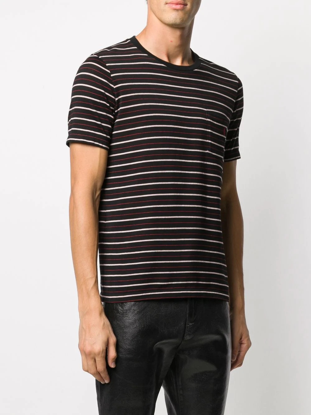 embroidered logo striped T-shirt - 3