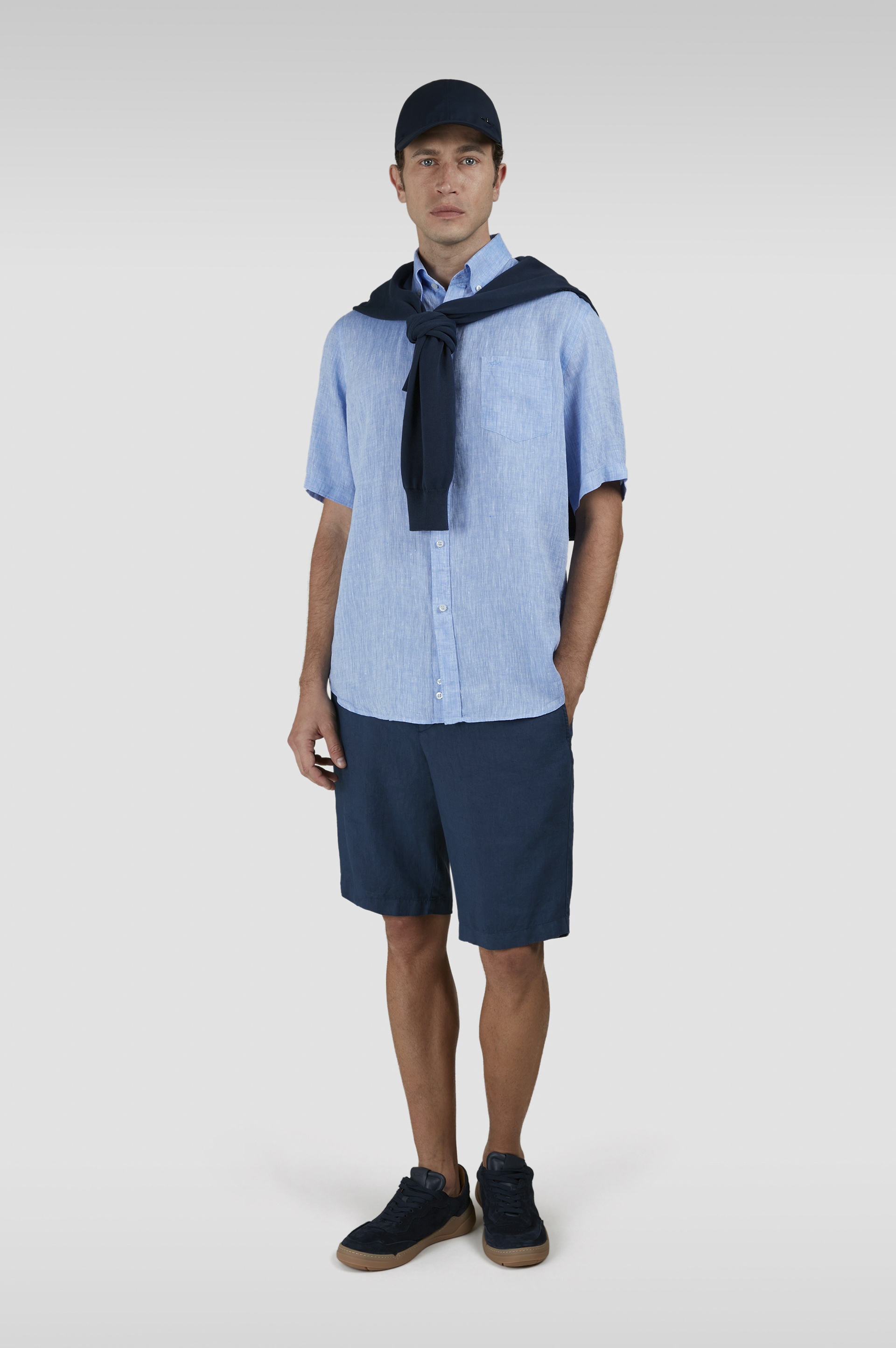GARMENT-DYED LINEN BERMUDA - 2