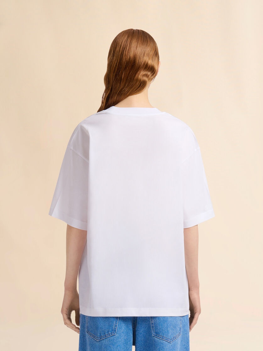 WHITE JERSEY COTTON T-SHIRT WITH MARNI SCRIBBLED LOGO - 3