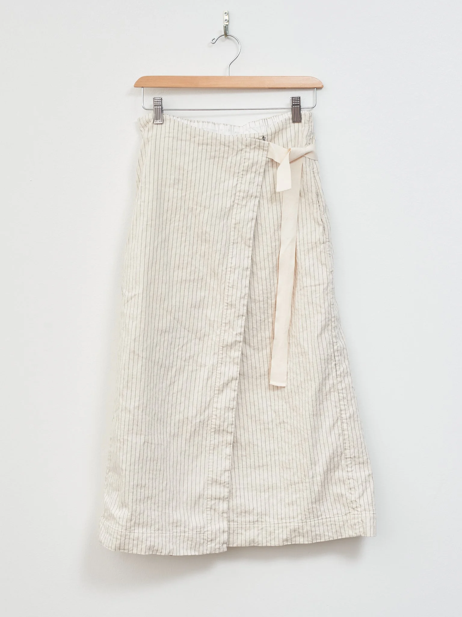 Pinstripe Wrap Skirt - Natural - 1