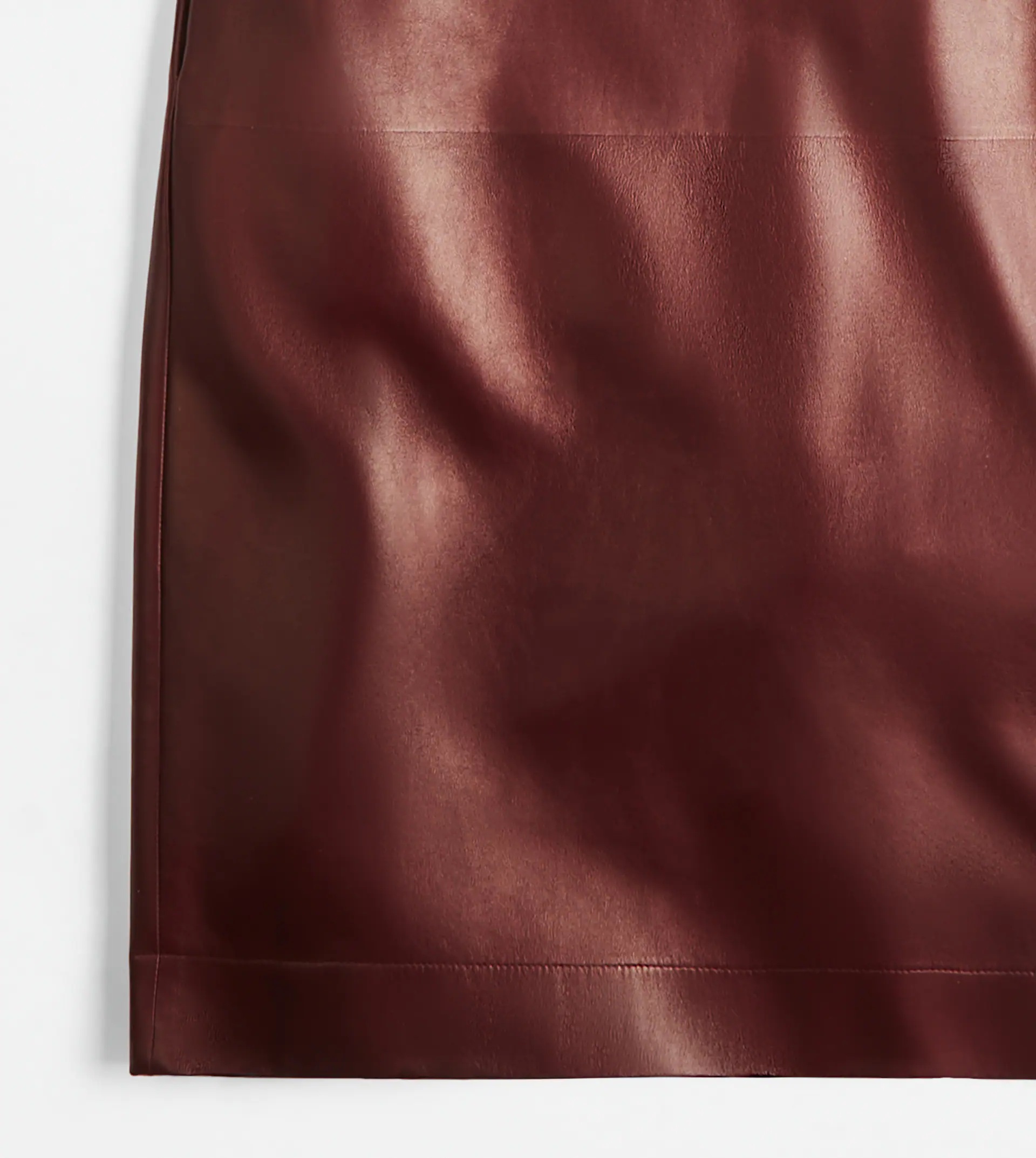 DRESS IN NAPPA LEATHER WITH FRINGES - BURGUNDY - 9