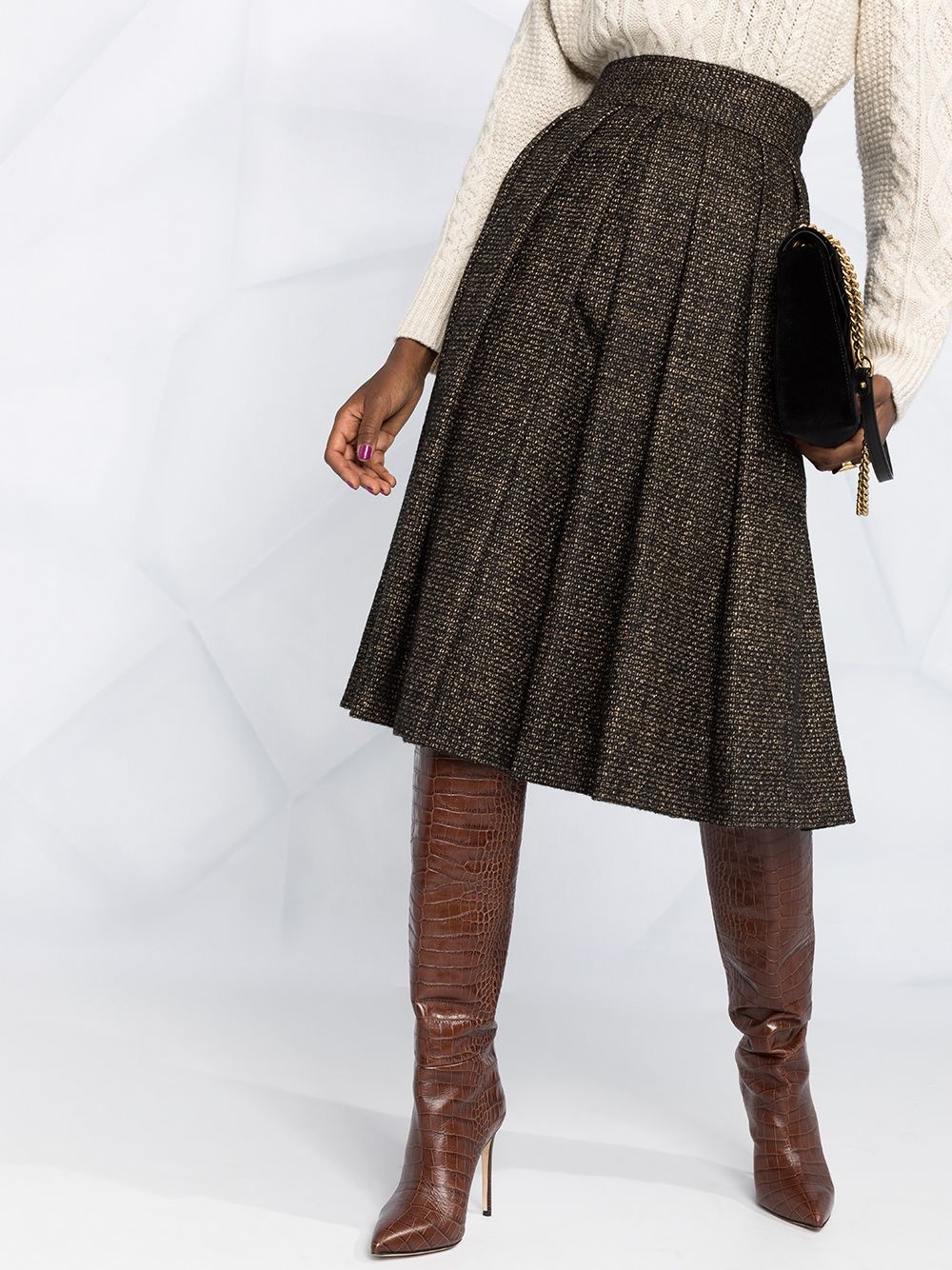 micro tweed pleated skirt - 5