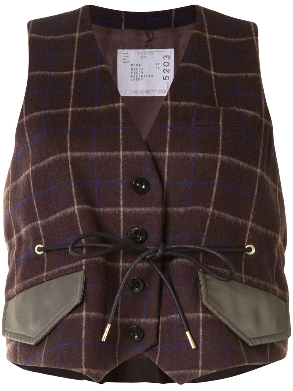 plaid print waistcoat - 1