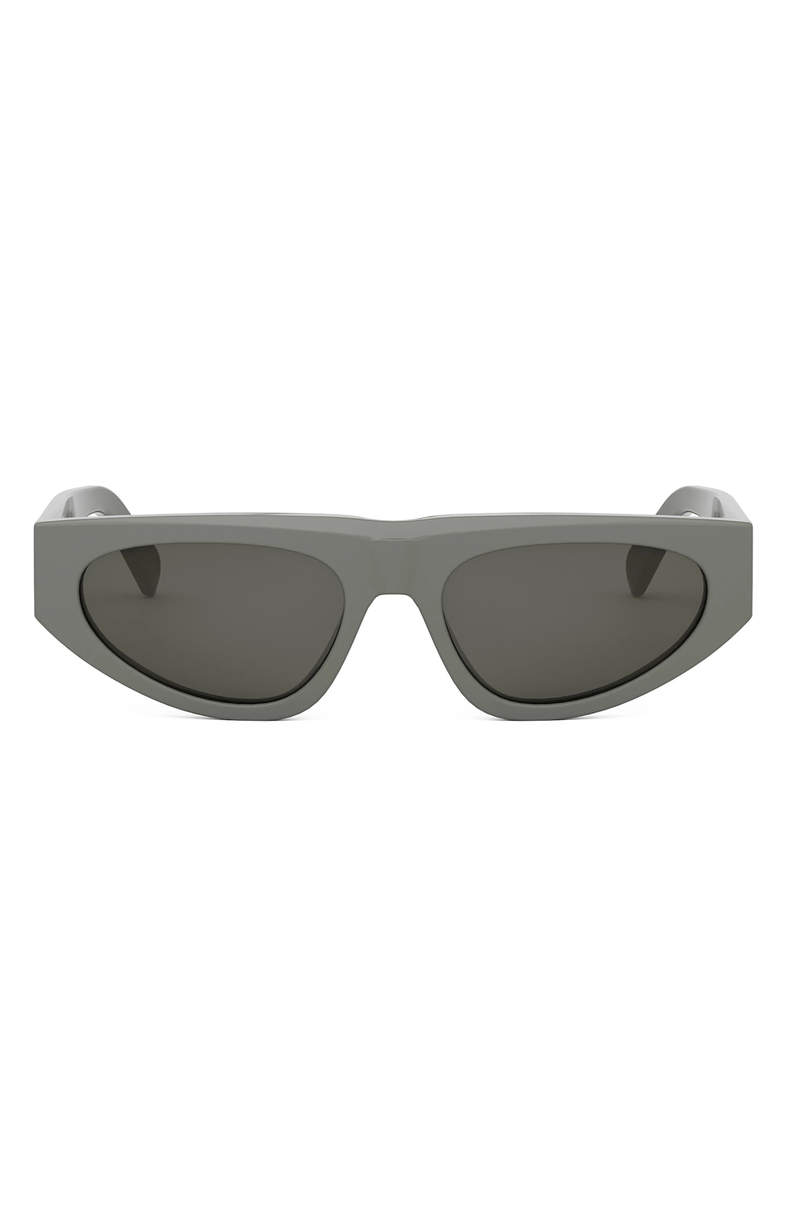 CELINE Monochroms 55mm Geometric Sunglasses in Shiny Light Green /Smoke - 1