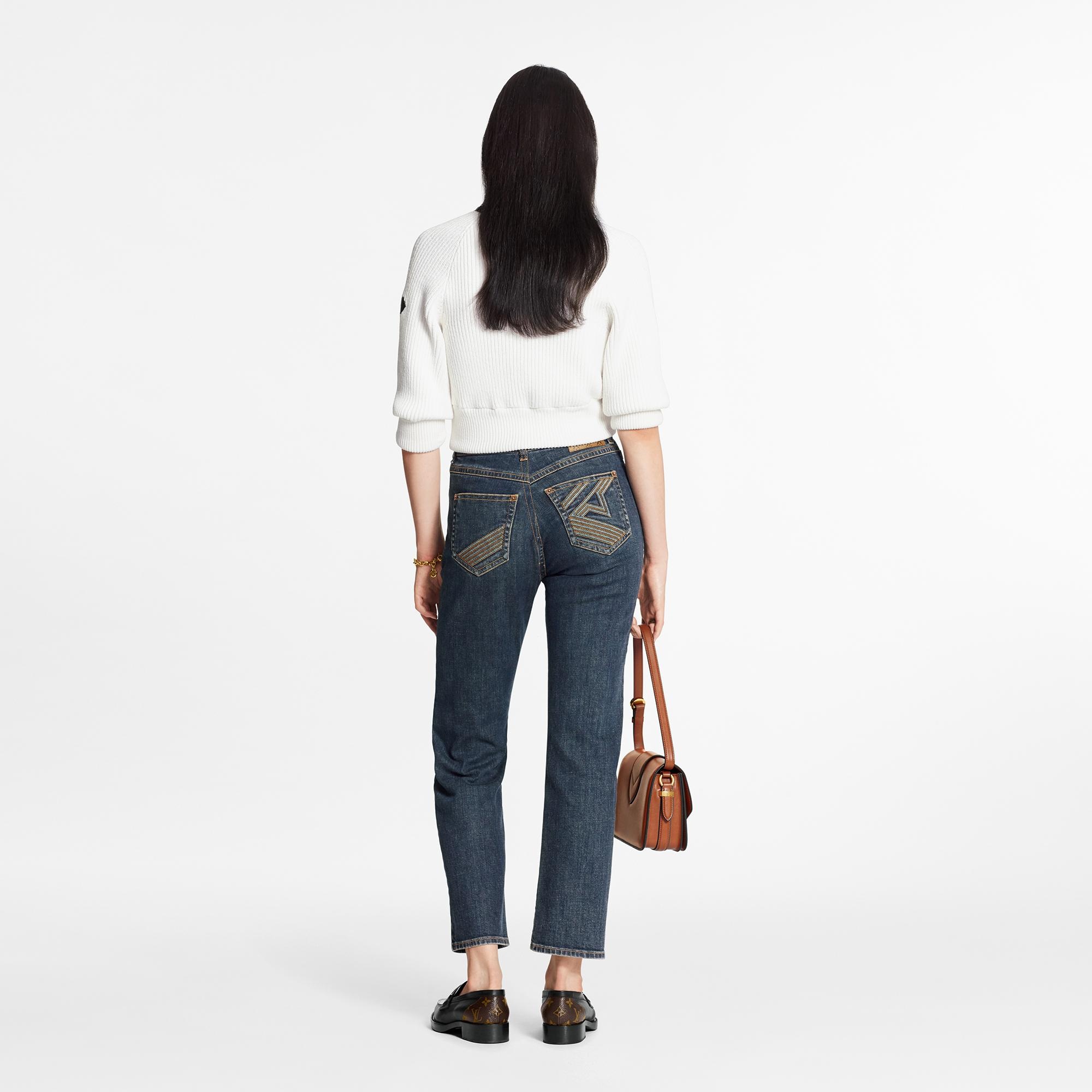 Mid-Rise, Straight Classic Jeans In Stretch Indigo Denim - 4