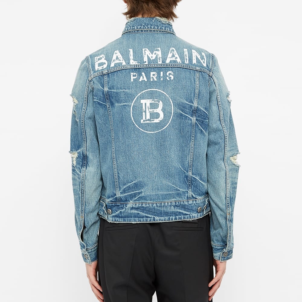 Balmain Back Print Denim Jacket - 5