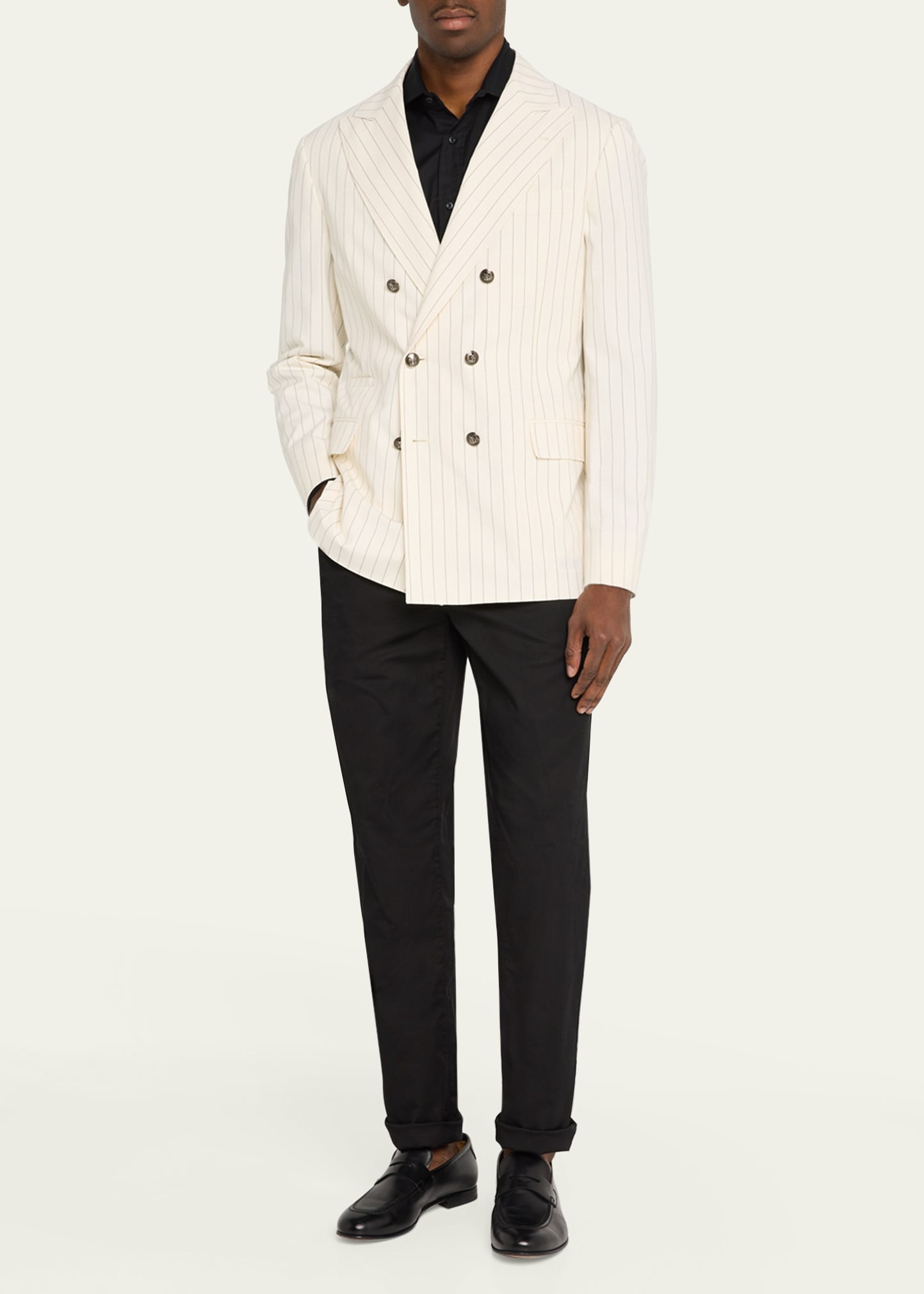 Men's Double-Breasted Pinstripe Sport Coat - 2