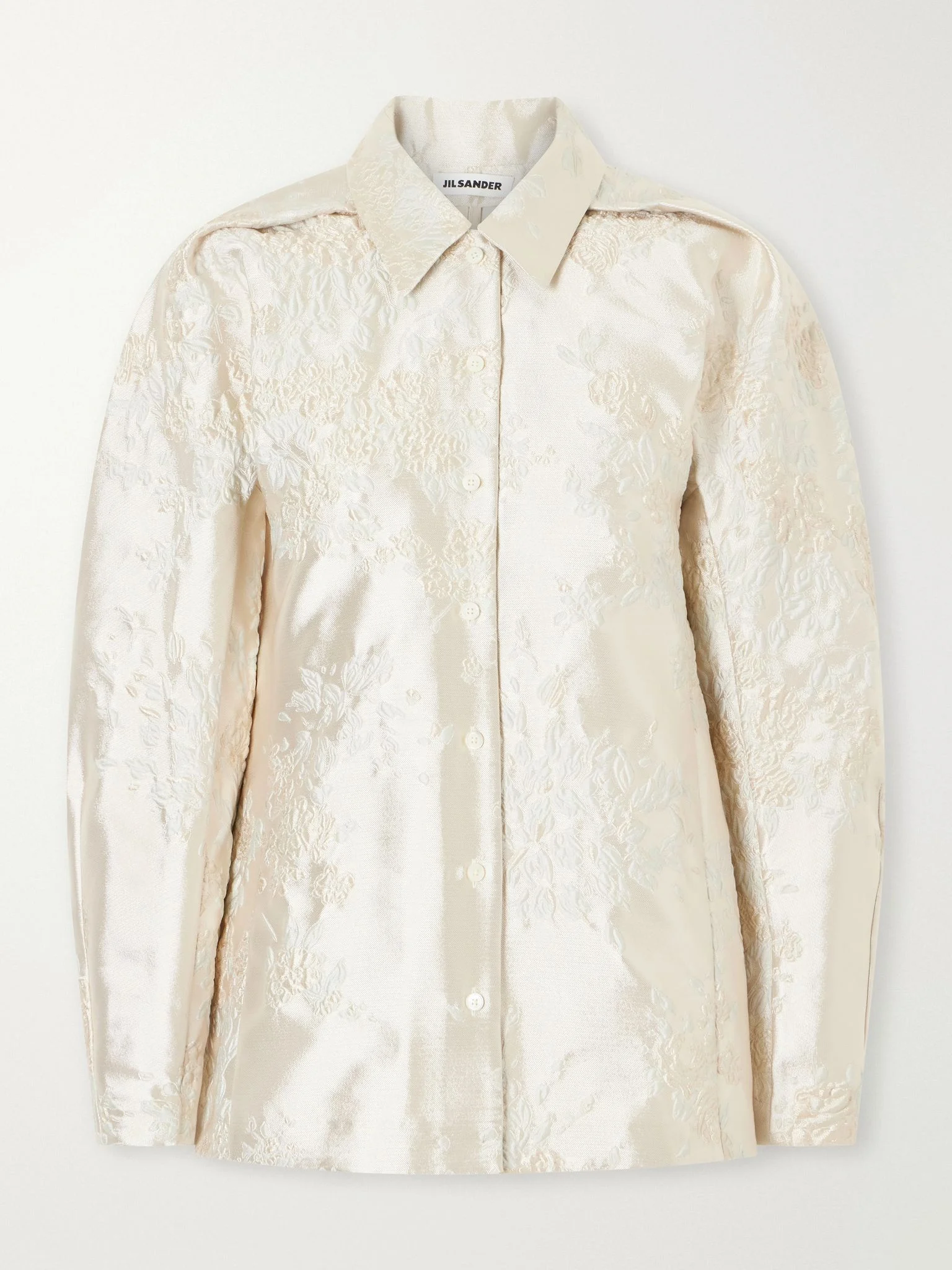 Floral-jacquard shirt Silver - 1