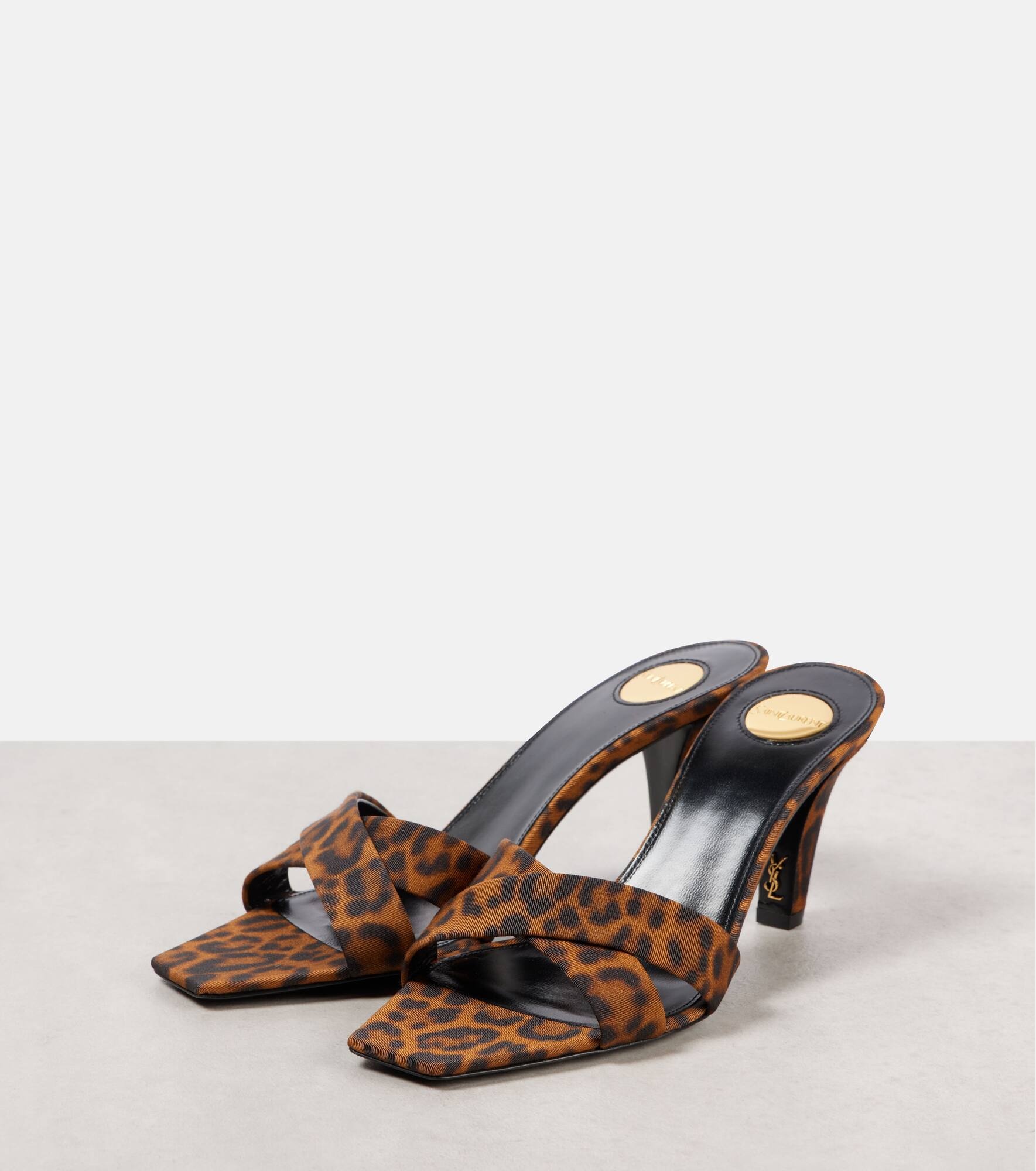Jill 75 leopard-print satin mules - 4