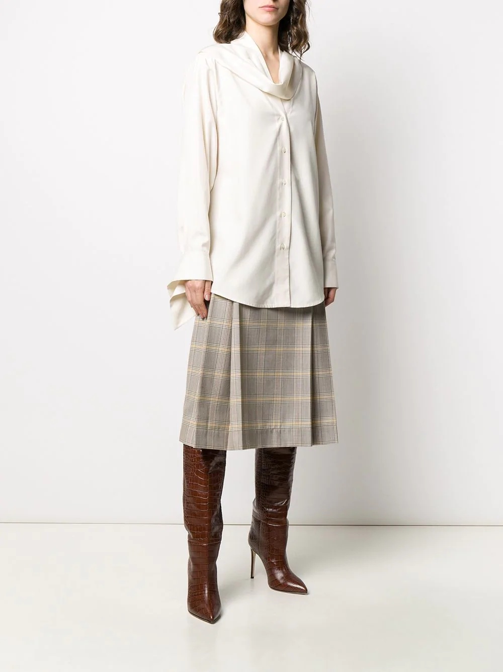 oversized scarf-neck shirt - 3