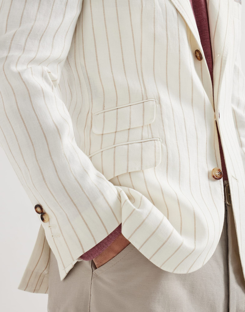 Chalk stripe linen twill deconstructed Cavallo blazer 4