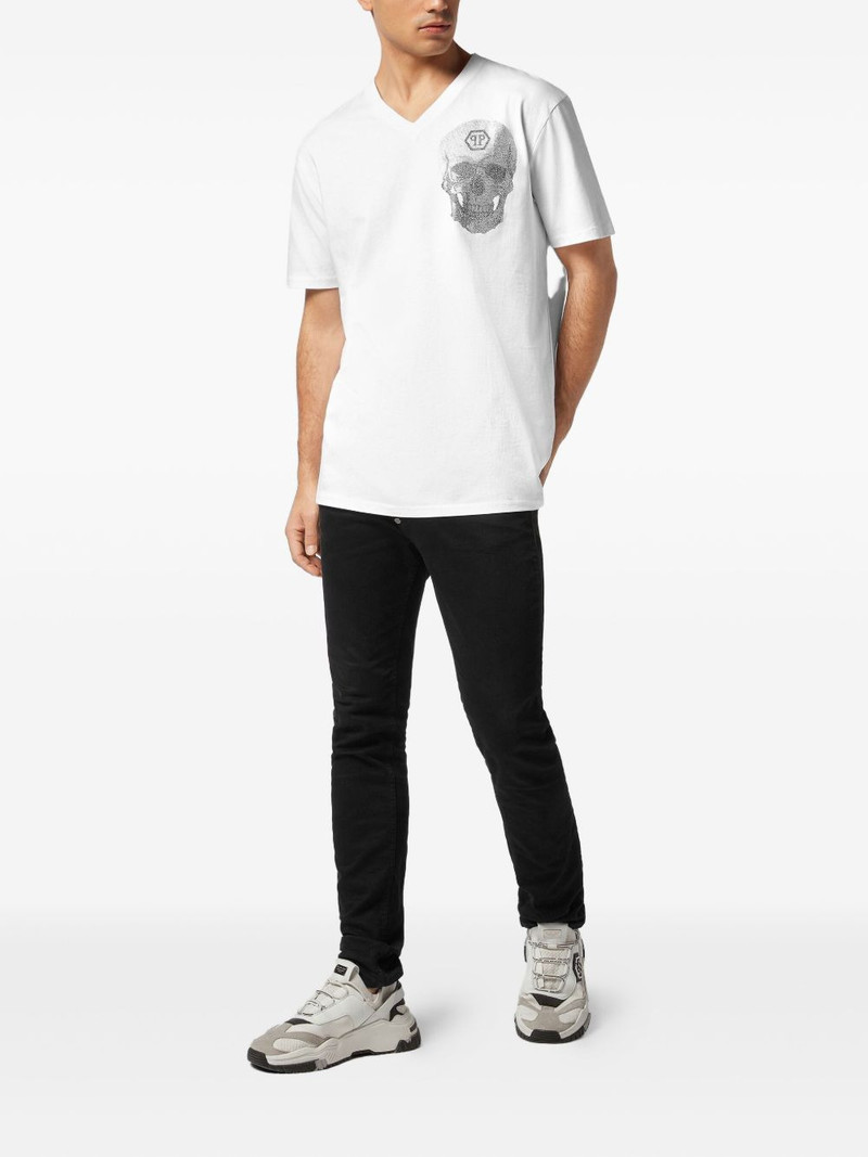PHILIPP PLEIN crystal-skull V-neck T-shirt outlook