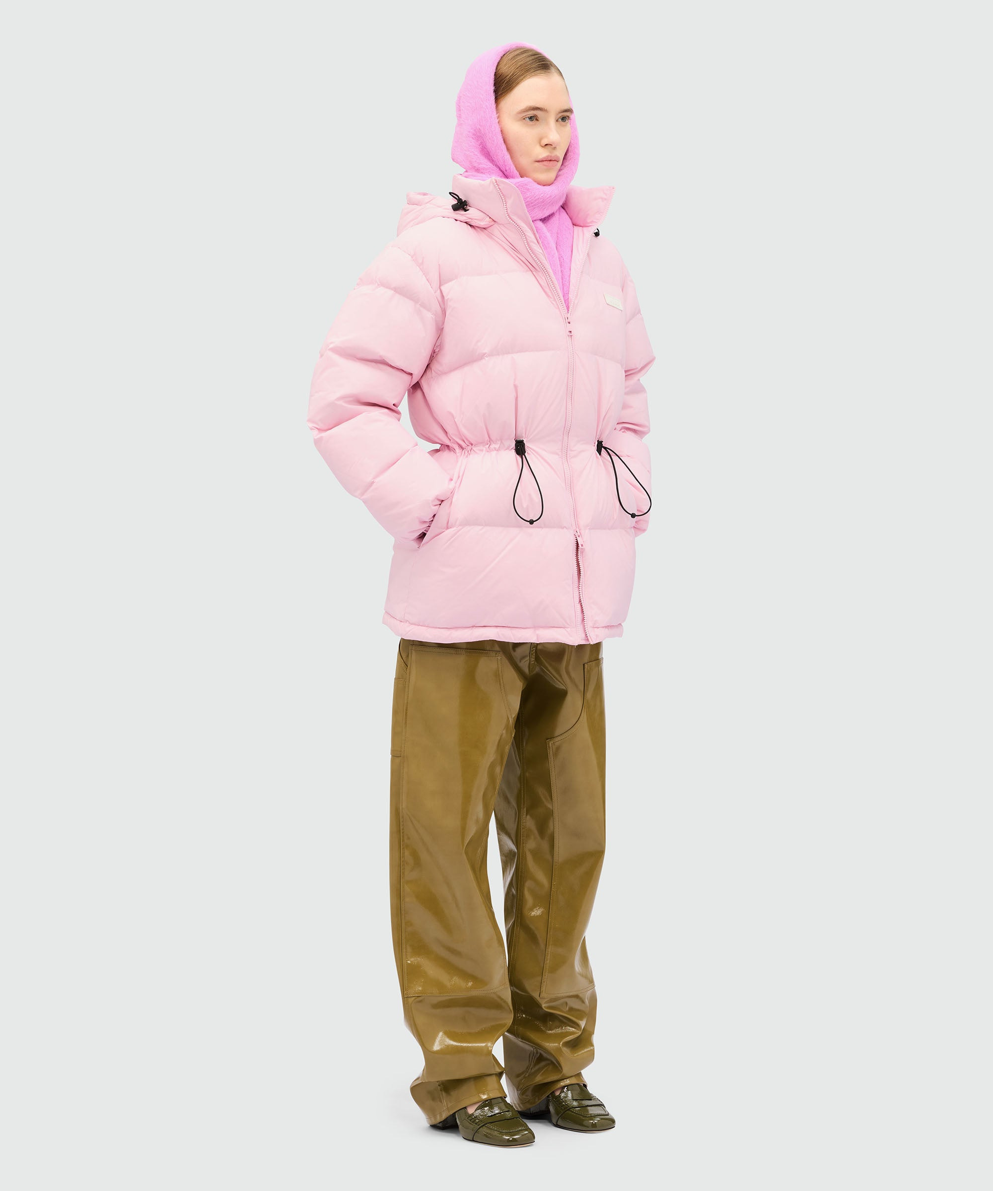 Pink ripstop nylon down jacket - 4