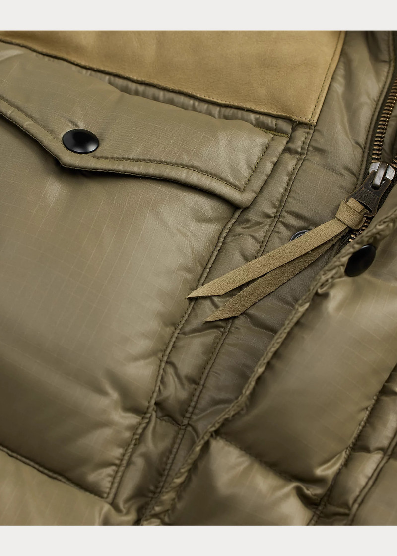 Leather-Yoke Quilted Ripstop Vest 3