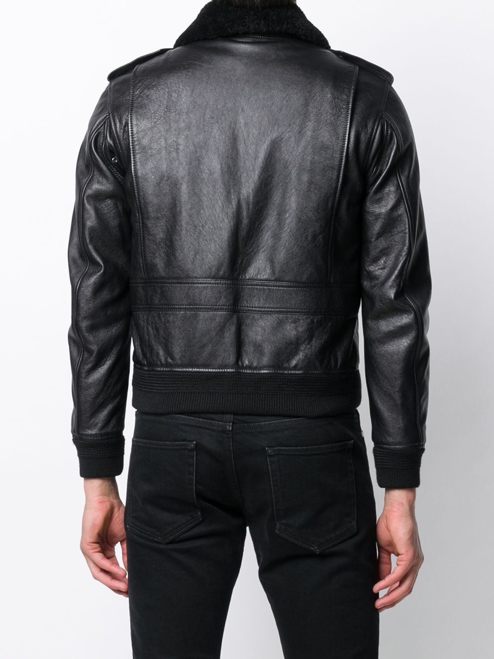 oversized flight leather jacket - 4