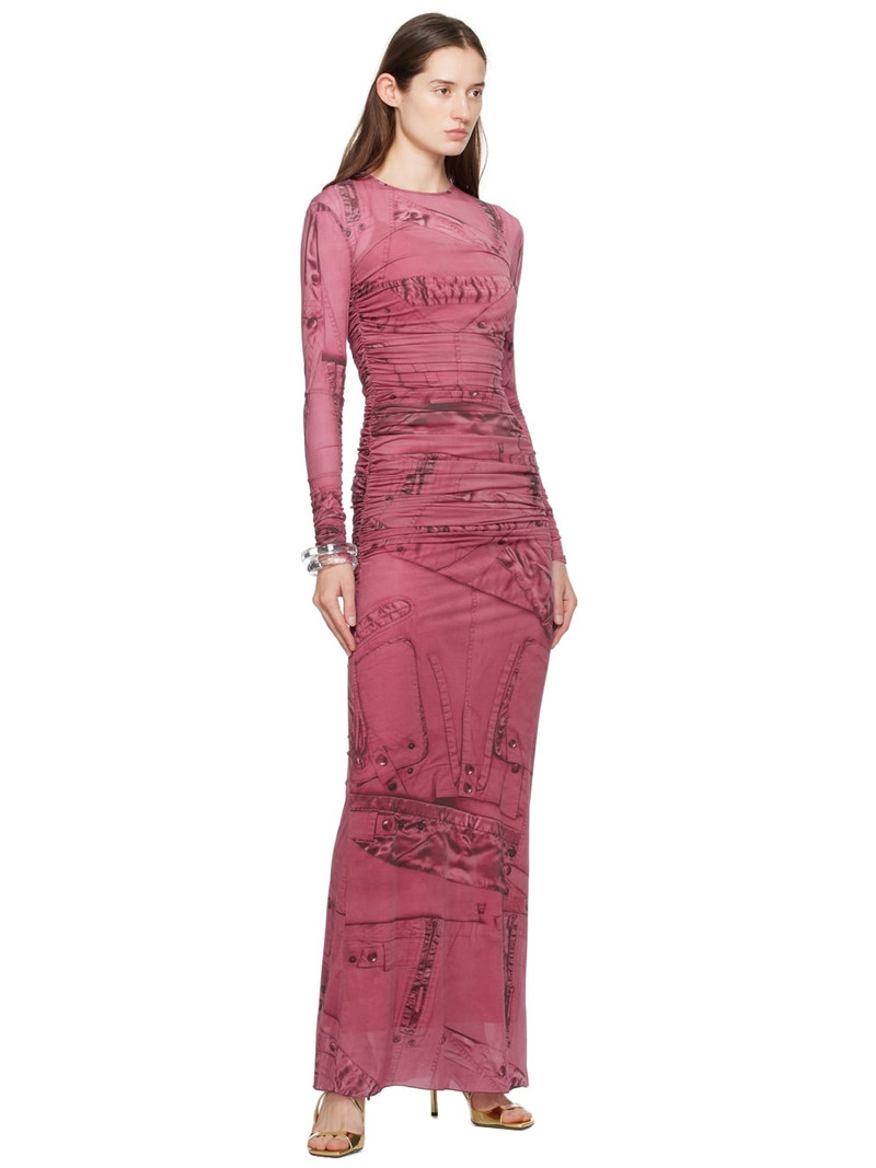 Blumarine Pink Crewneck Maxi Dress outlook