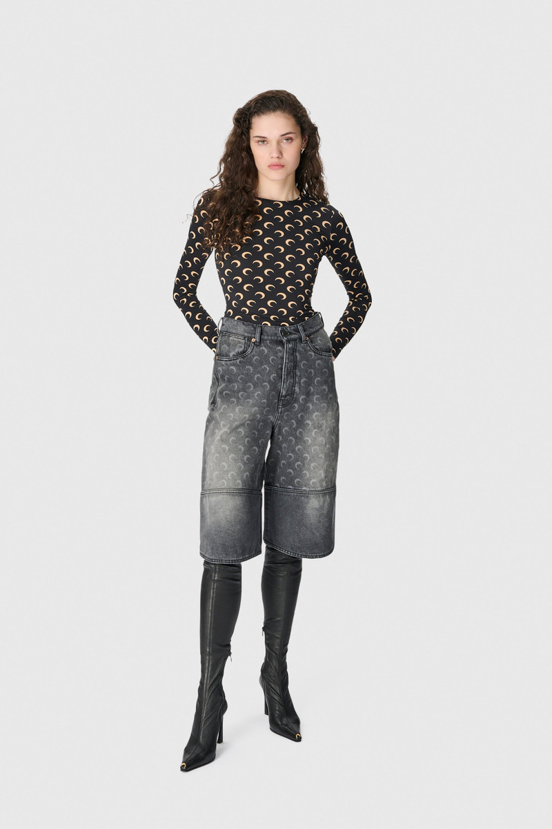 Moon Laser Grey Wash Denim Shorts 9