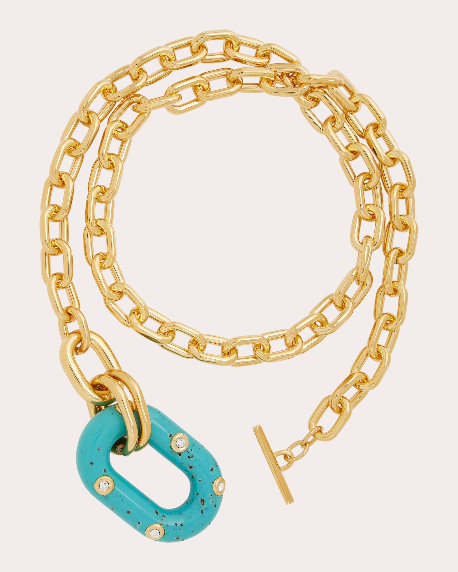 XL Link Palm Spring Crystal Embellished Resin Gold Tone Necklace - 4