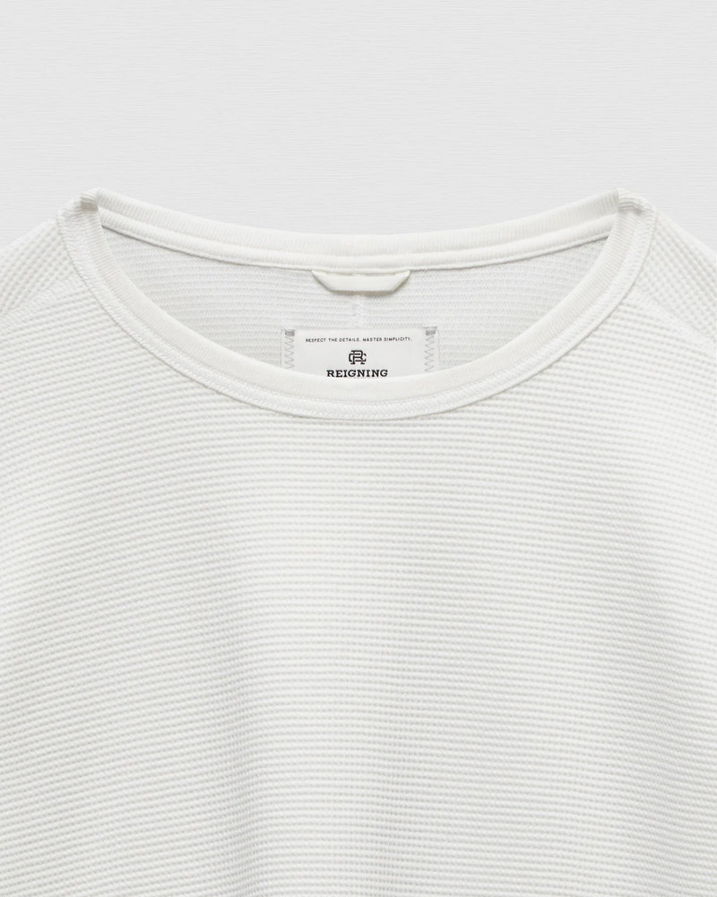 Reigning Champ Lightweight Waffle Standard Fit Long Sleeve - Championship White outlook
