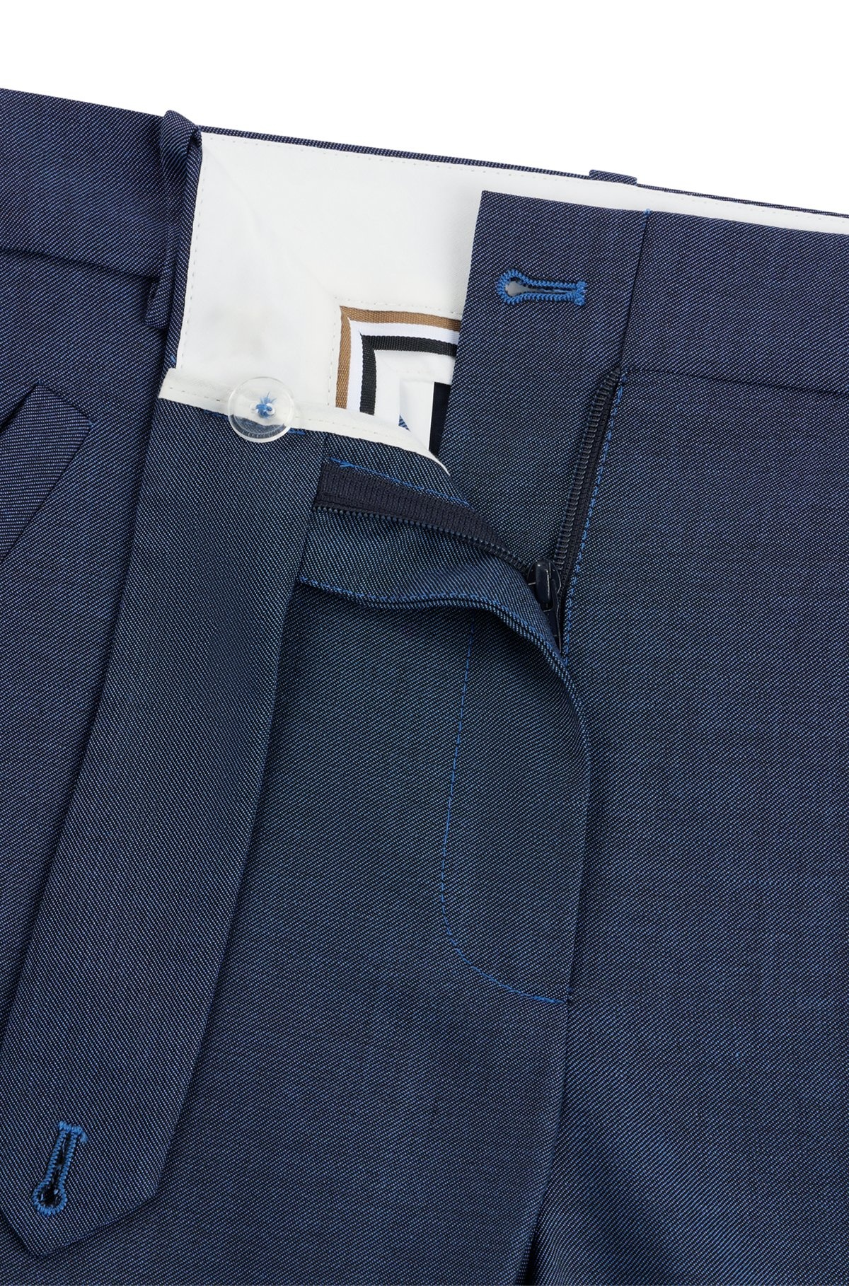 RELAXED-FIT TROUSERS IN DENIM-EFFECT WOOL TWILL - 6