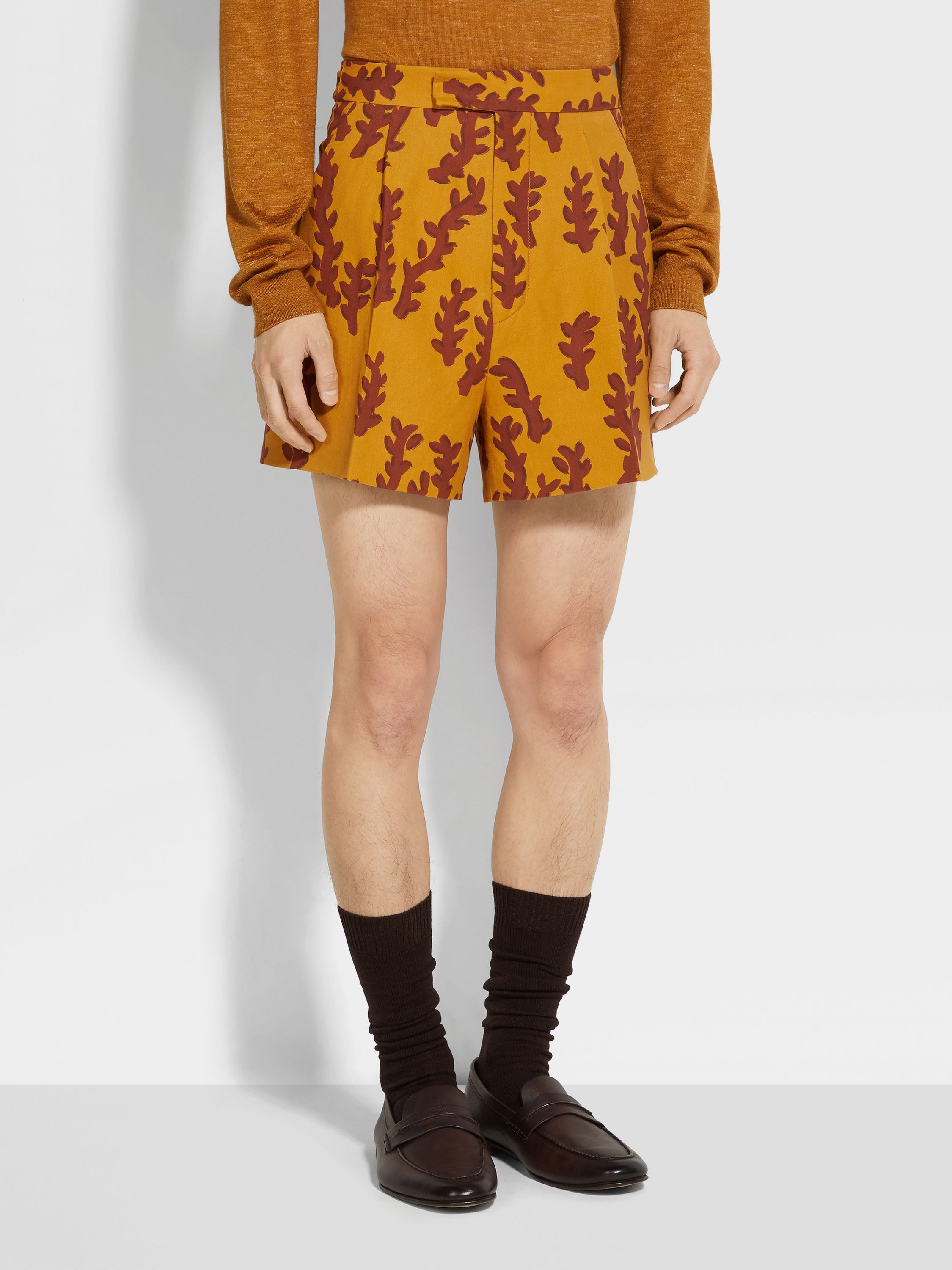 OCHRE AND BRICK RED OASI LINO SHORTS - 5