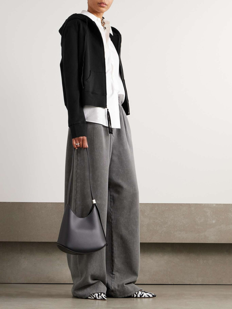 NILI LOTAN Callie cotton-jersey hoodie Black outlook