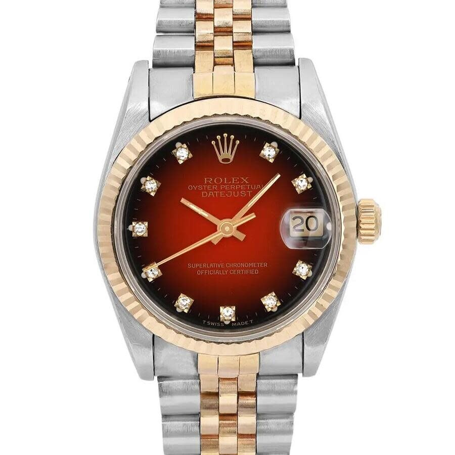 Pre-owned Rolex Rolex Datejust Automatic Diamond Red Dial Ladies Watch 68273 - 2