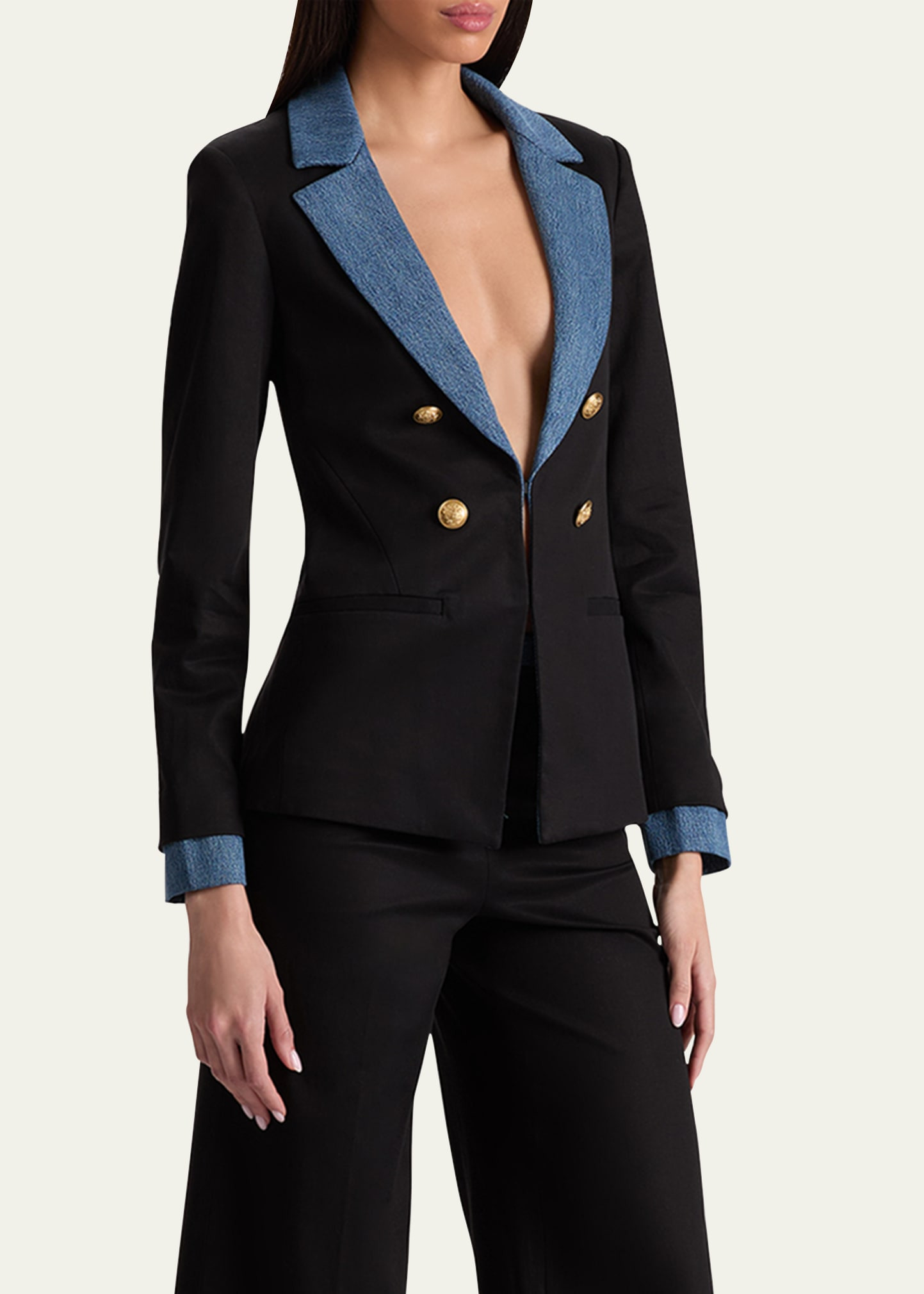 Mya Denim-Trim Blazer - 4