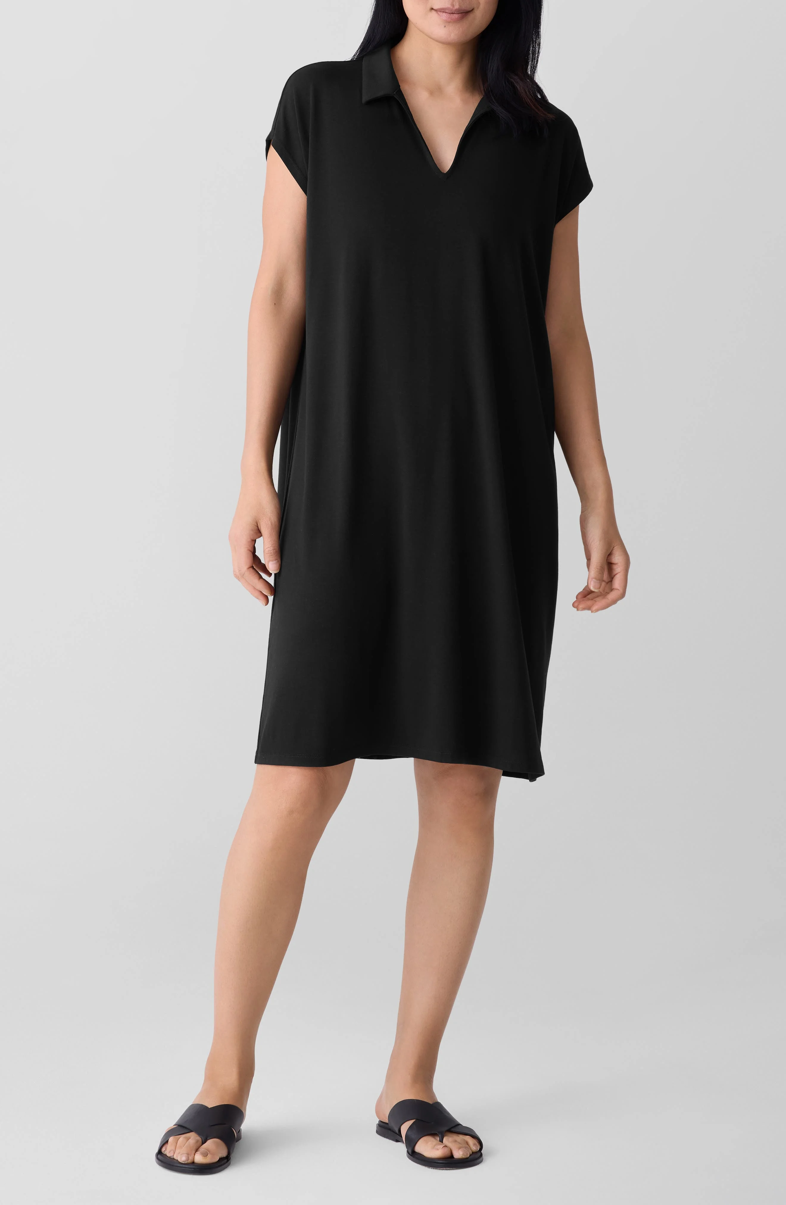 Eileen Fisher Classic Collar Shift Dress in Black at Nordstrom - 1