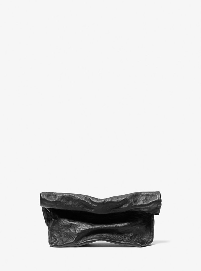 Maggie Crackled Leather Lunch Bag Clutch 1