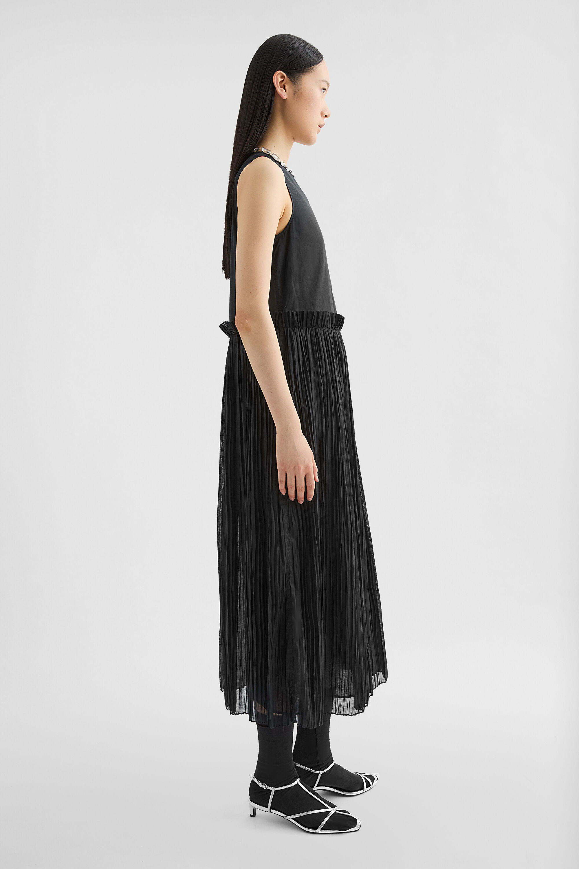 Cotton Muslin Pleated Dress - 6
