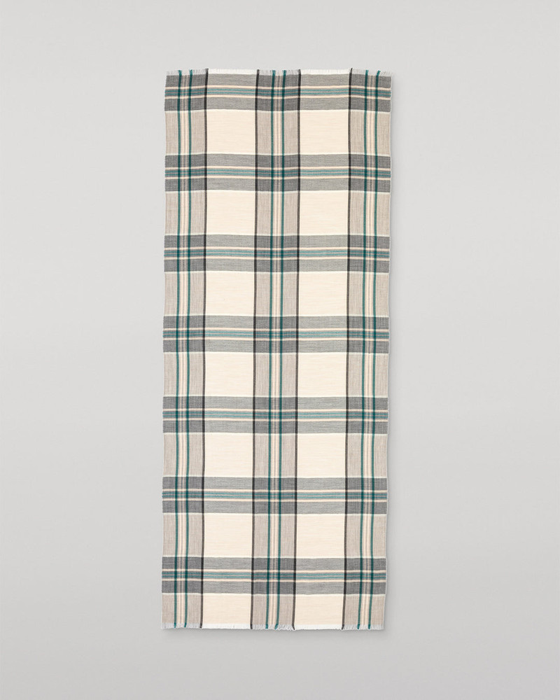 Orton Neutral Crammed Tartan Cashmere Scarf 3