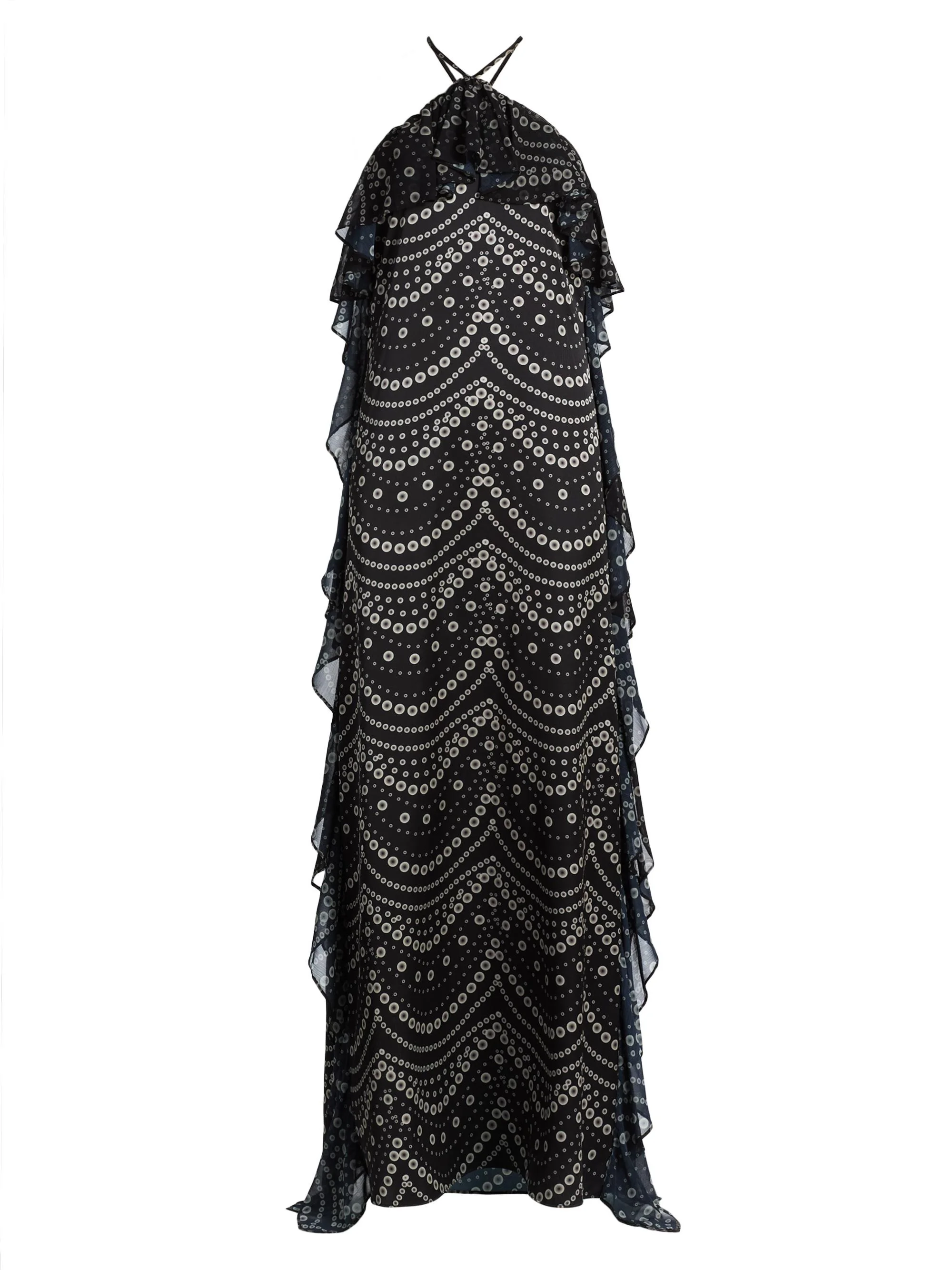 Women's Lupita Polka Dot Chiffon Halterneck Maxi Dress - Stranded Pearls Mix - 1
