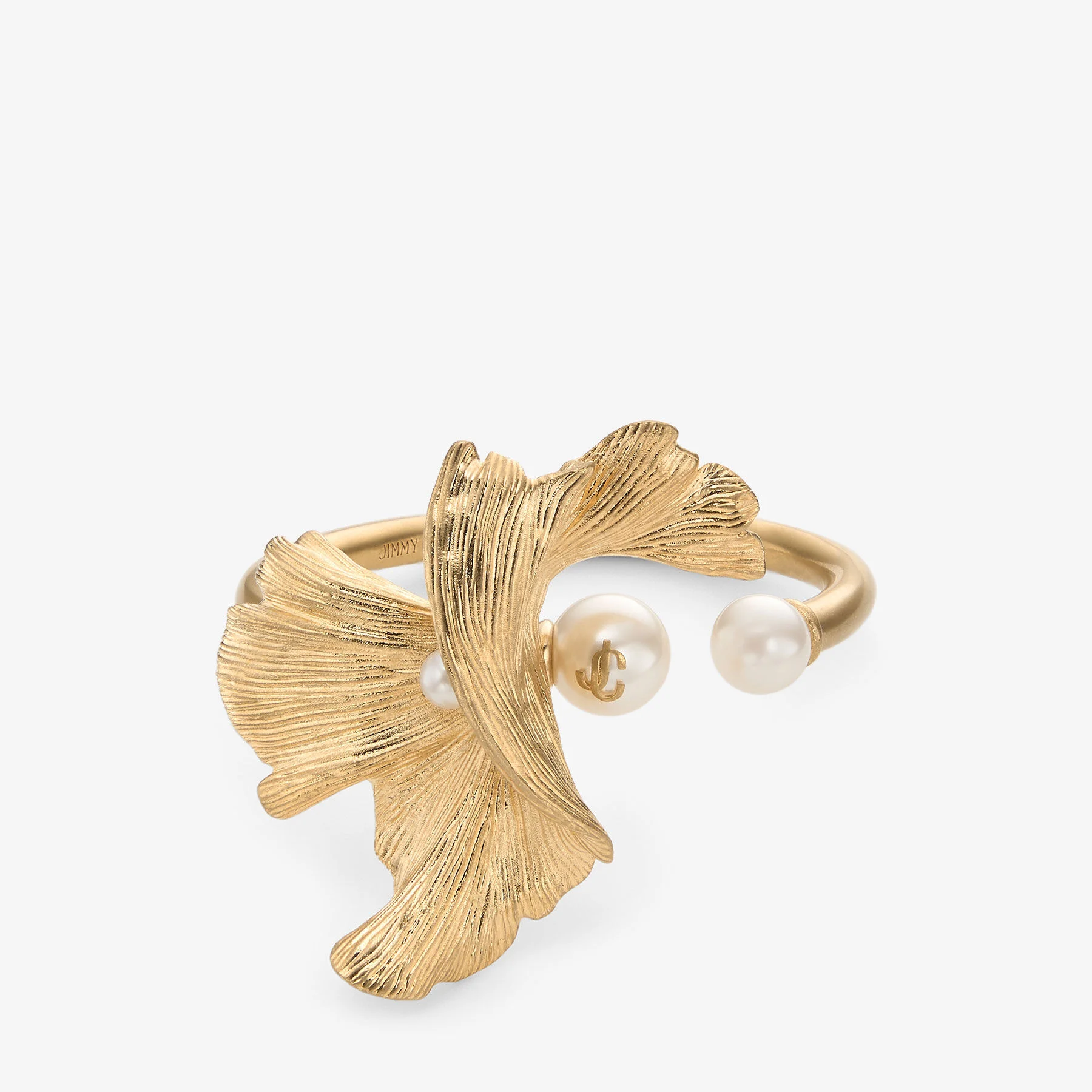 Wave Pearl Cuff White and Gold-Finish Metal Cuff Bracelet with Pearl Embellishments - 1