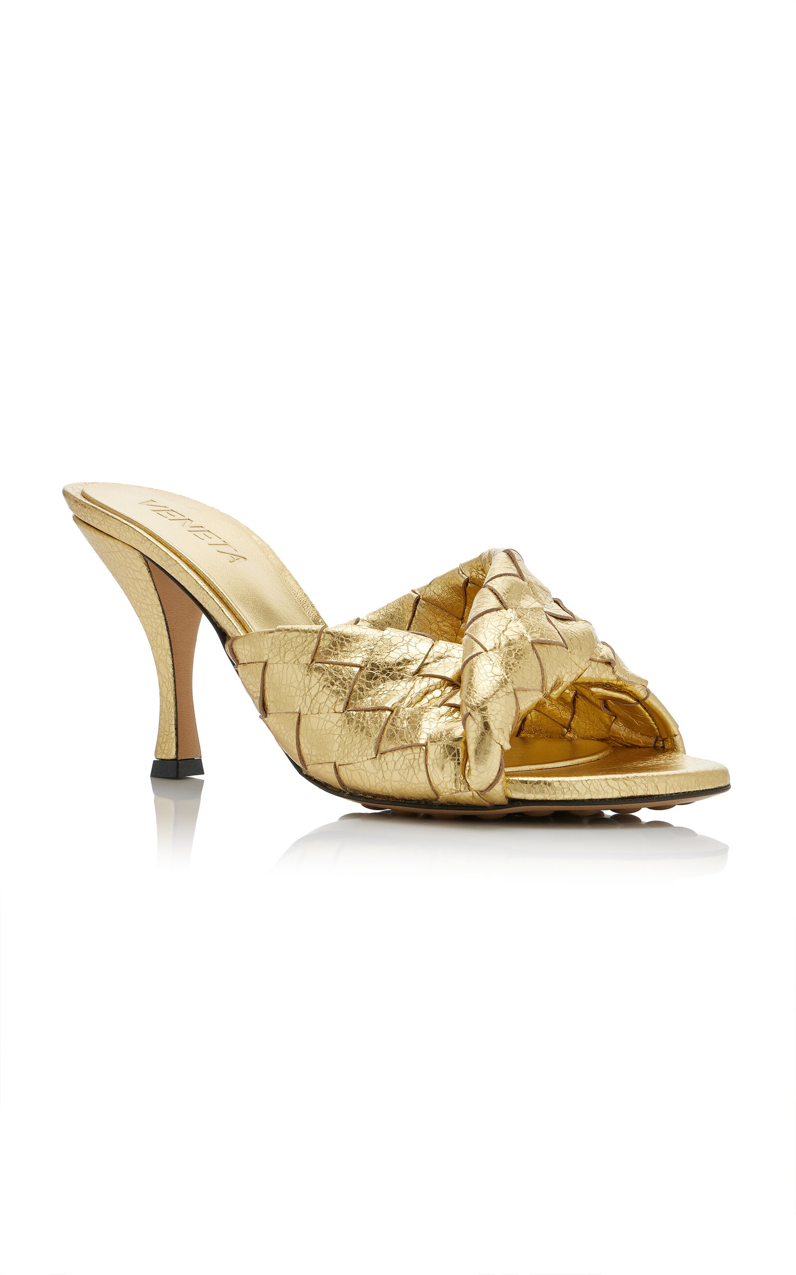 Blink Intrecciato Leather Mules gold - 4