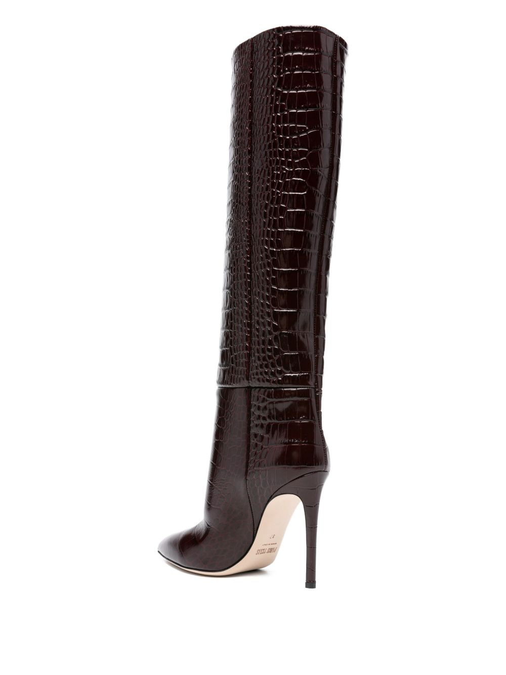 100MM crocodile-embossed stiletto boots - 3