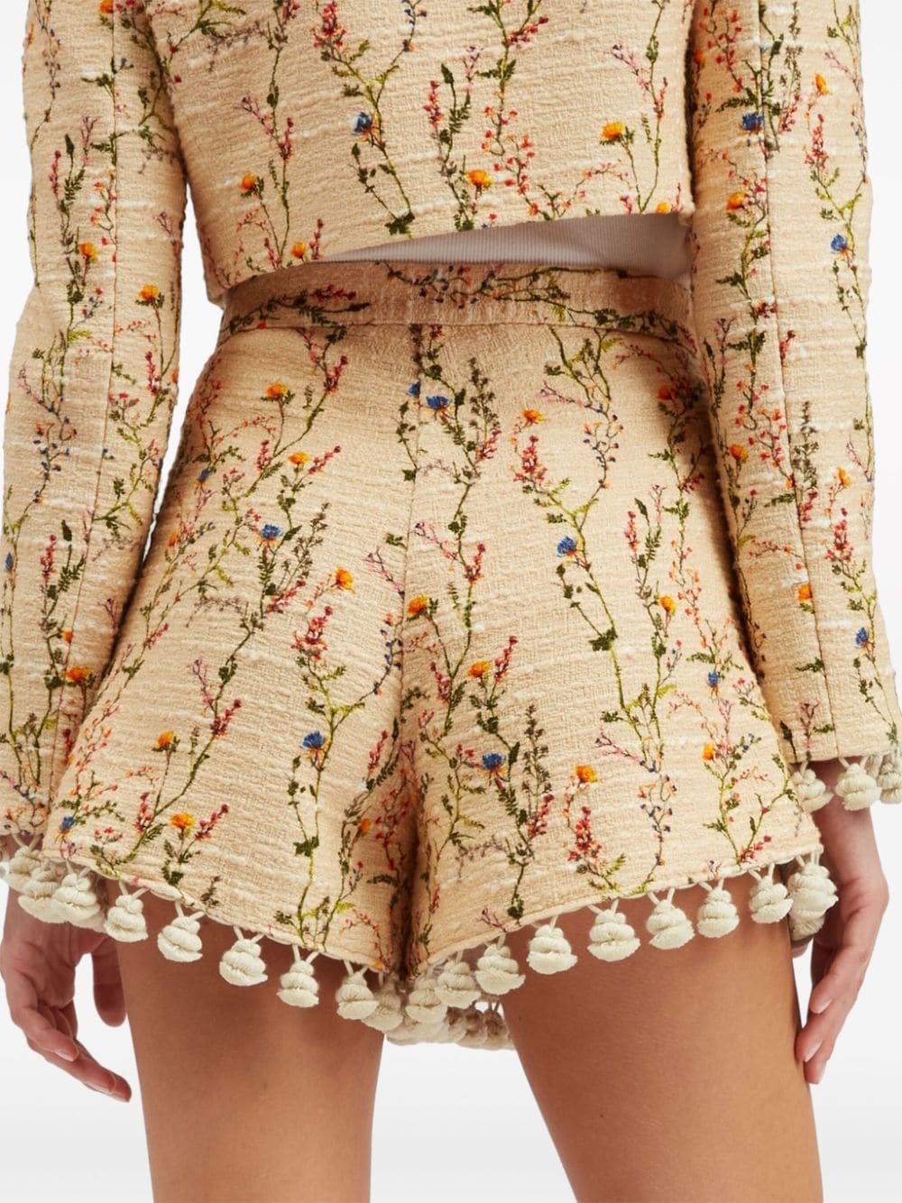 Playa floral-embroidered cotton-blend shorts - 3